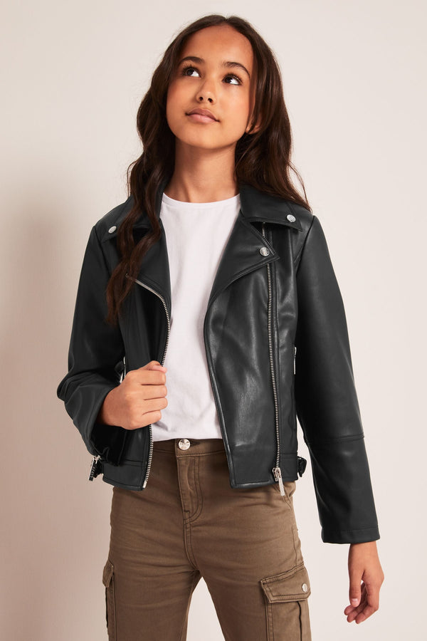 Black Faux Leather Biker Jacket