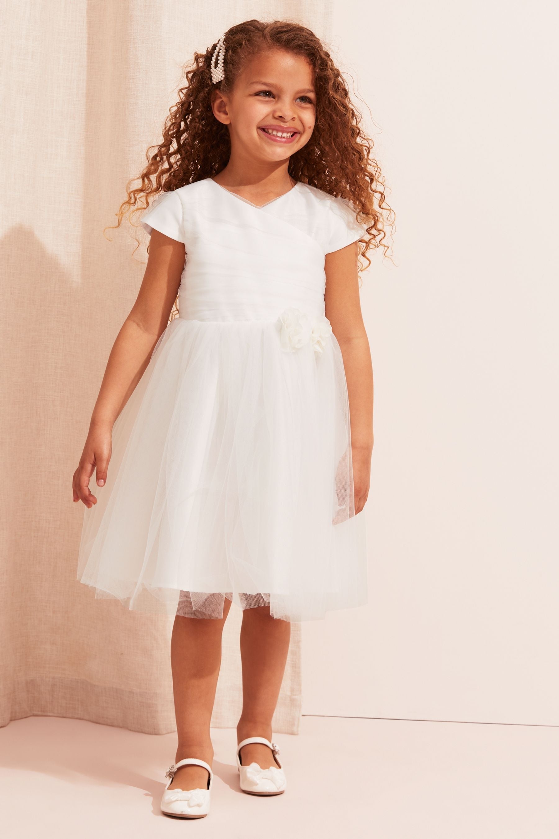 Ivory Mini Tulle Occasion Dress