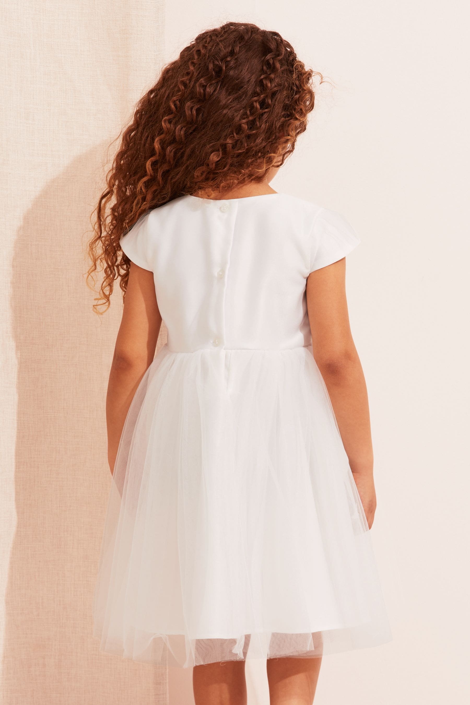 Ivory Mini Tulle Occasion Dress