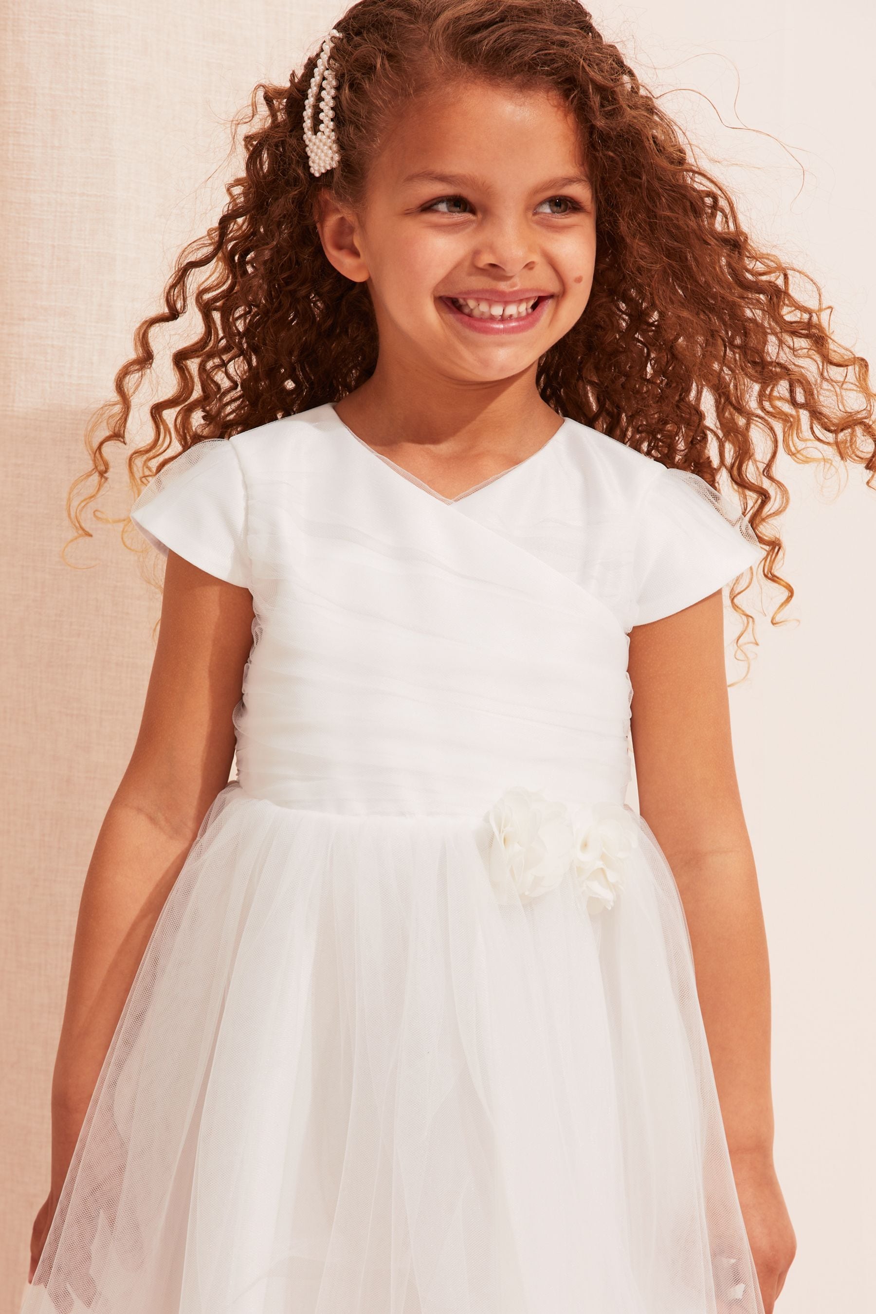 Ivory Mini Tulle Occasion Dress