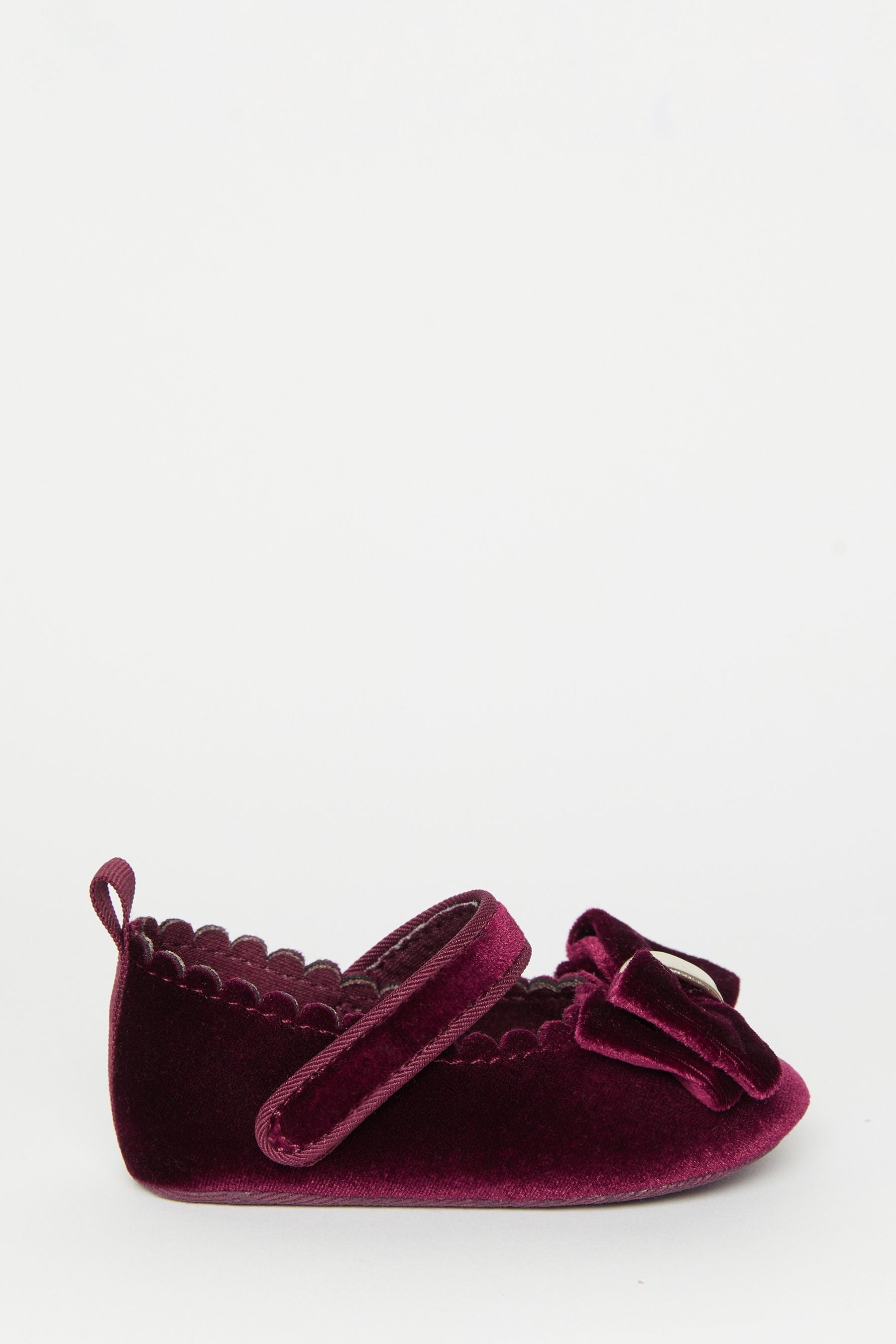 Burgundy Red Lipsy Velcro Bow Mary Jane Ballerina Occasion Shoe Baby