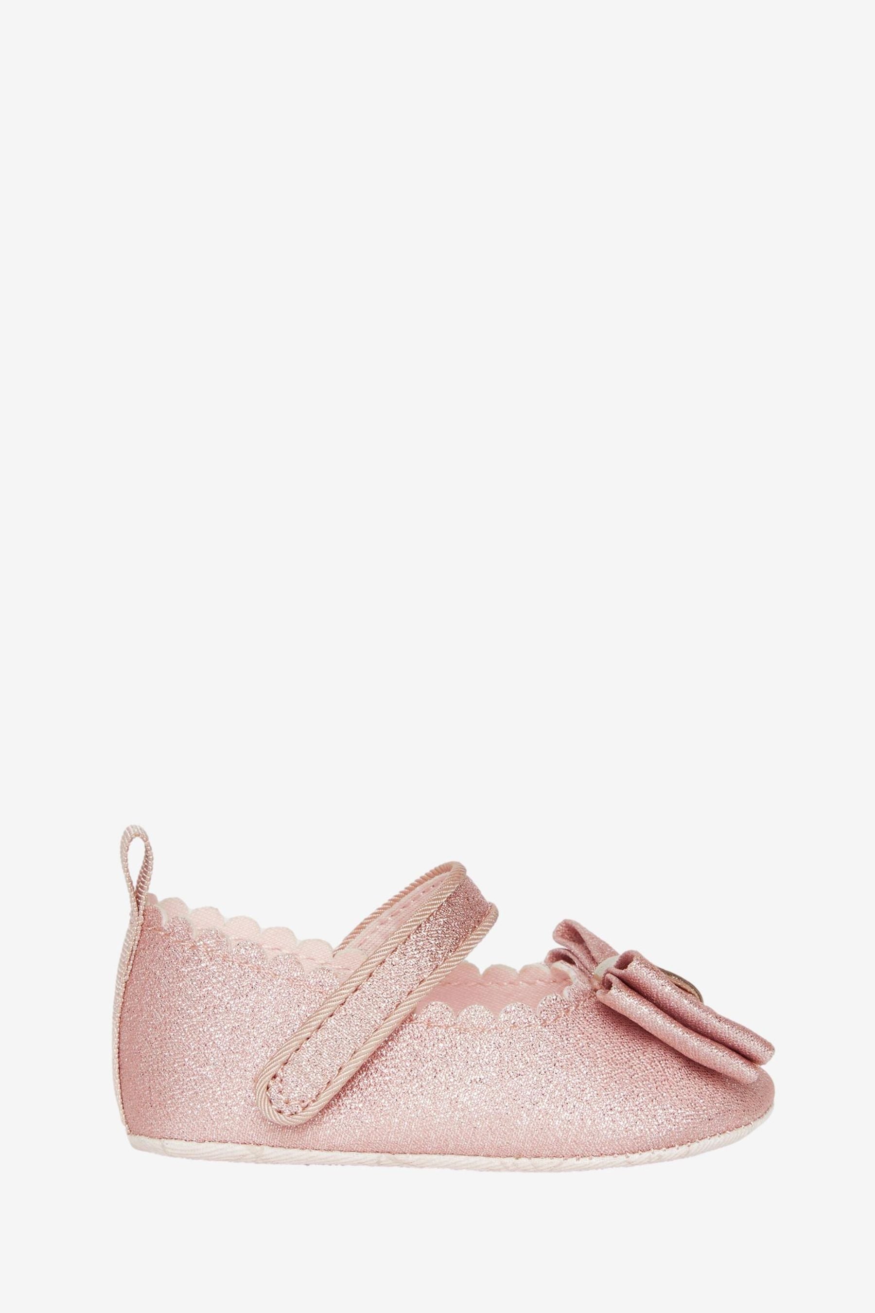 Pink Velcro Bow Mary Jane Ballerina Occasion Shoe Baby