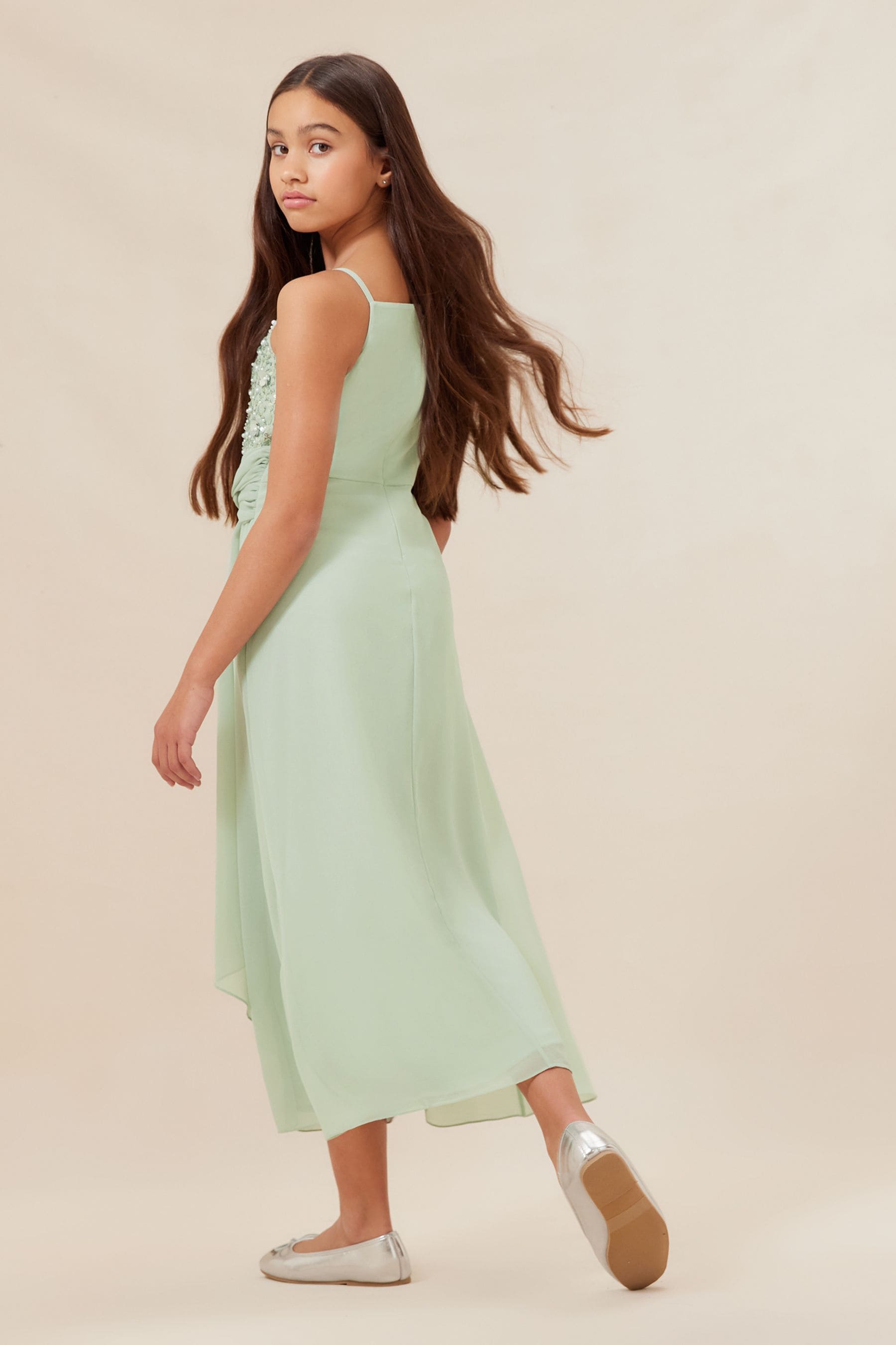 Sage Green Lipsy Strap Maxi Prom Dress