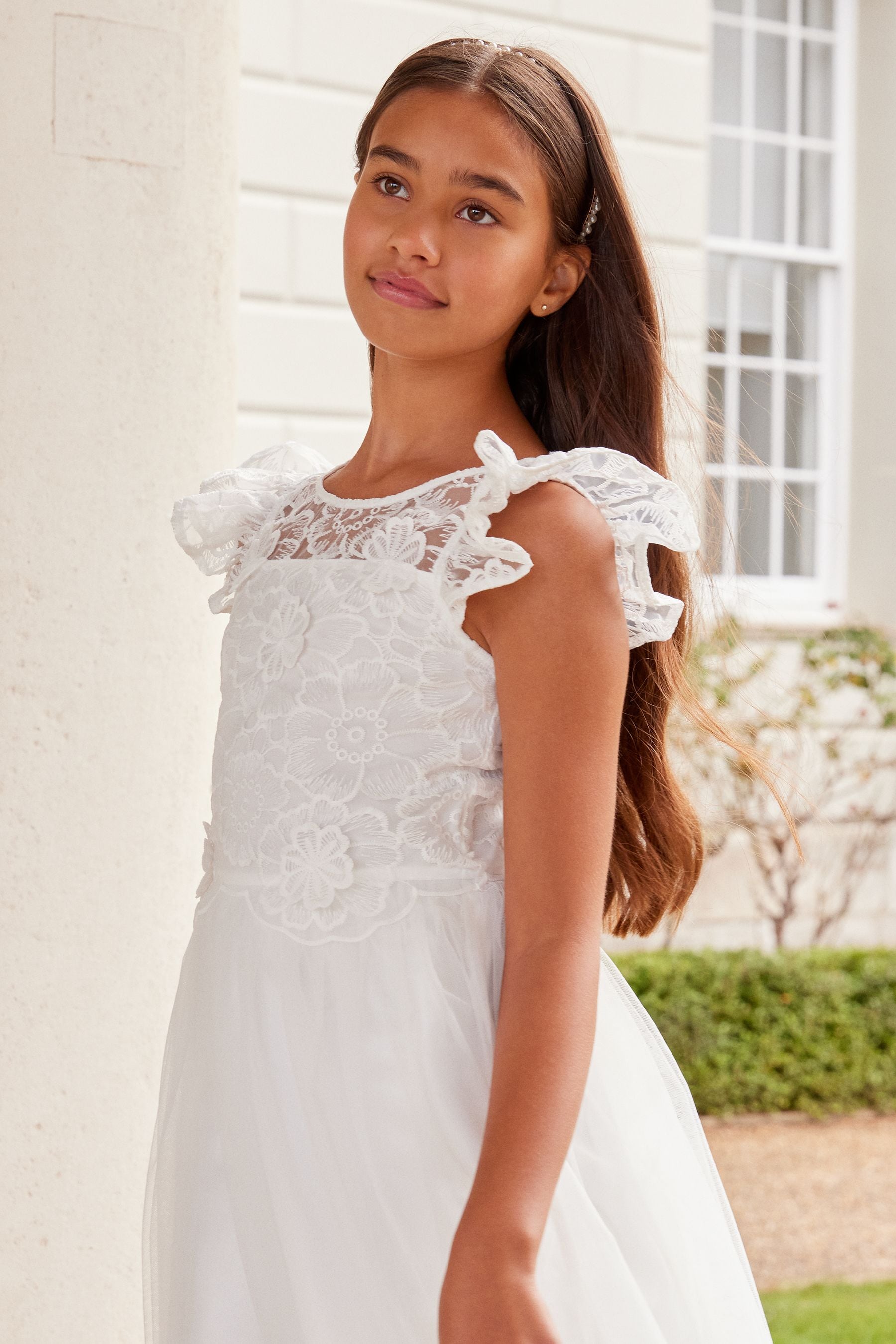 Ivory Lace Bodice Occasion Dress (5-16yrs)