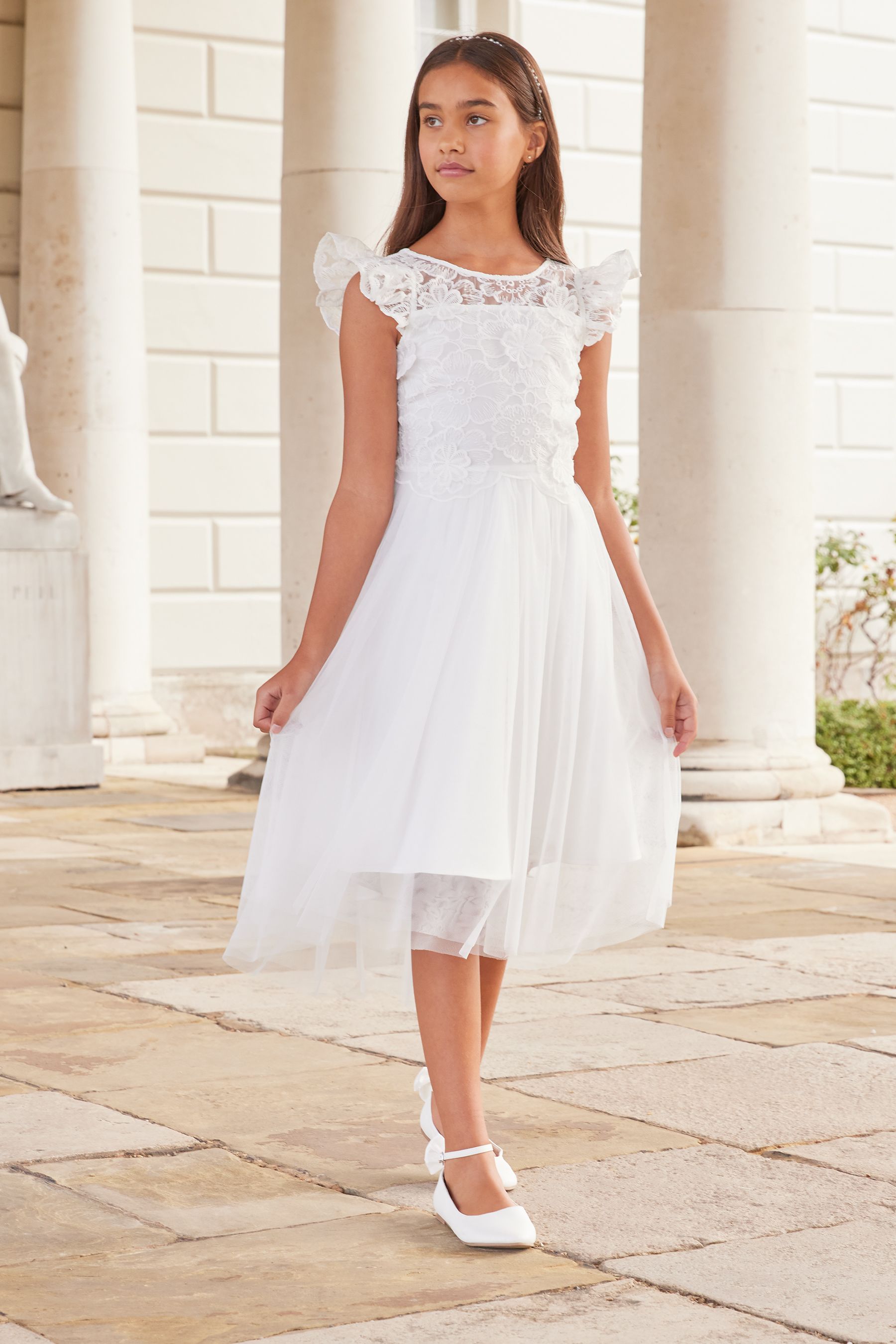 Ivory Lace Bodice Occasion Dress (5-16yrs)