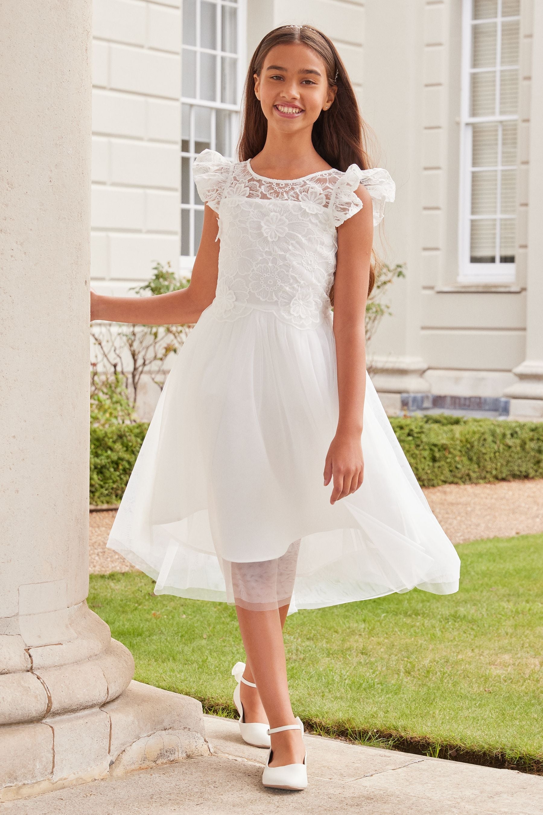 Ivory Lace Bodice Occasion Dress (5-16yrs)