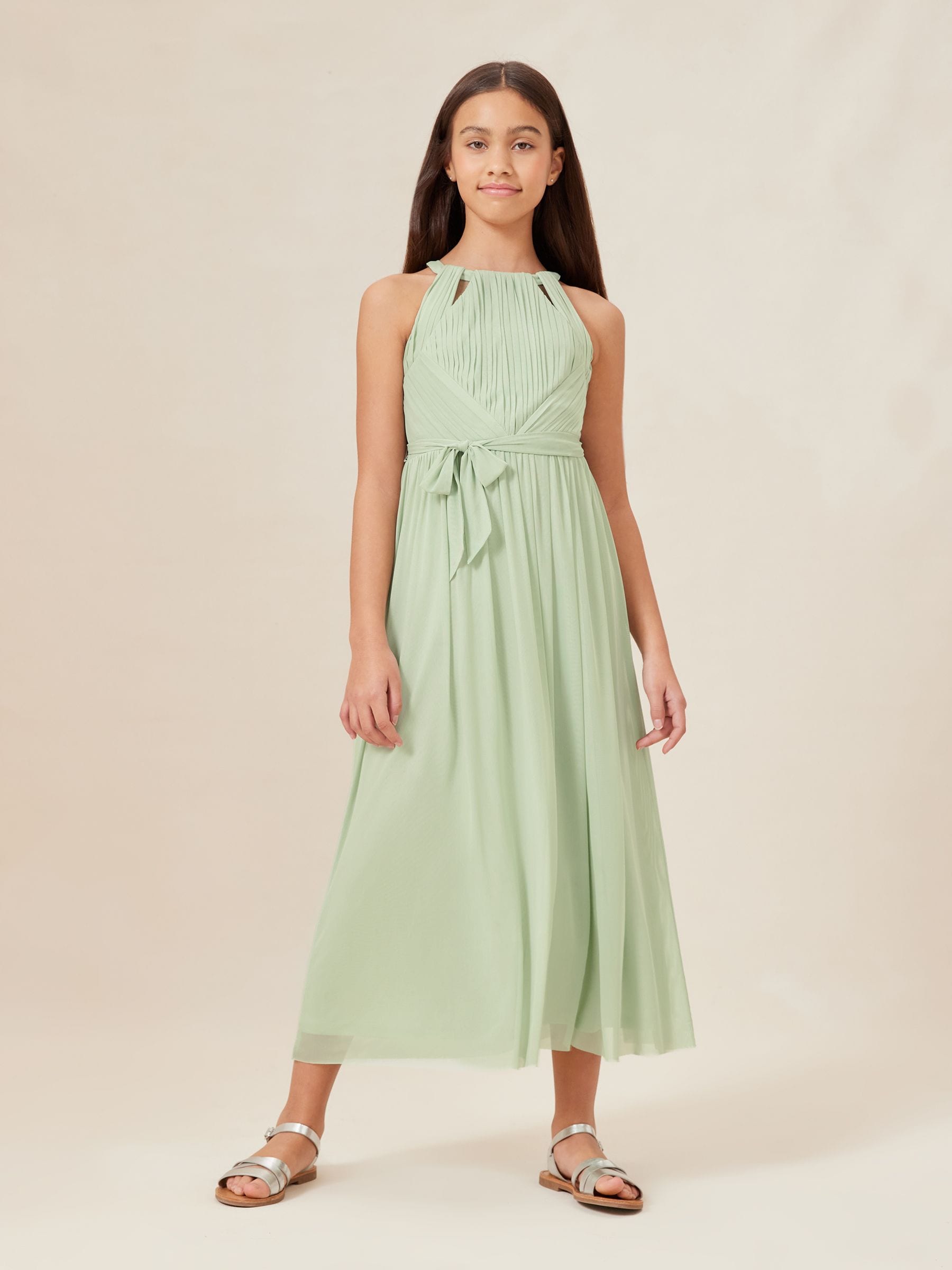 Lipsy Sage Green Cut Out Midi Occasion Dress -Teen