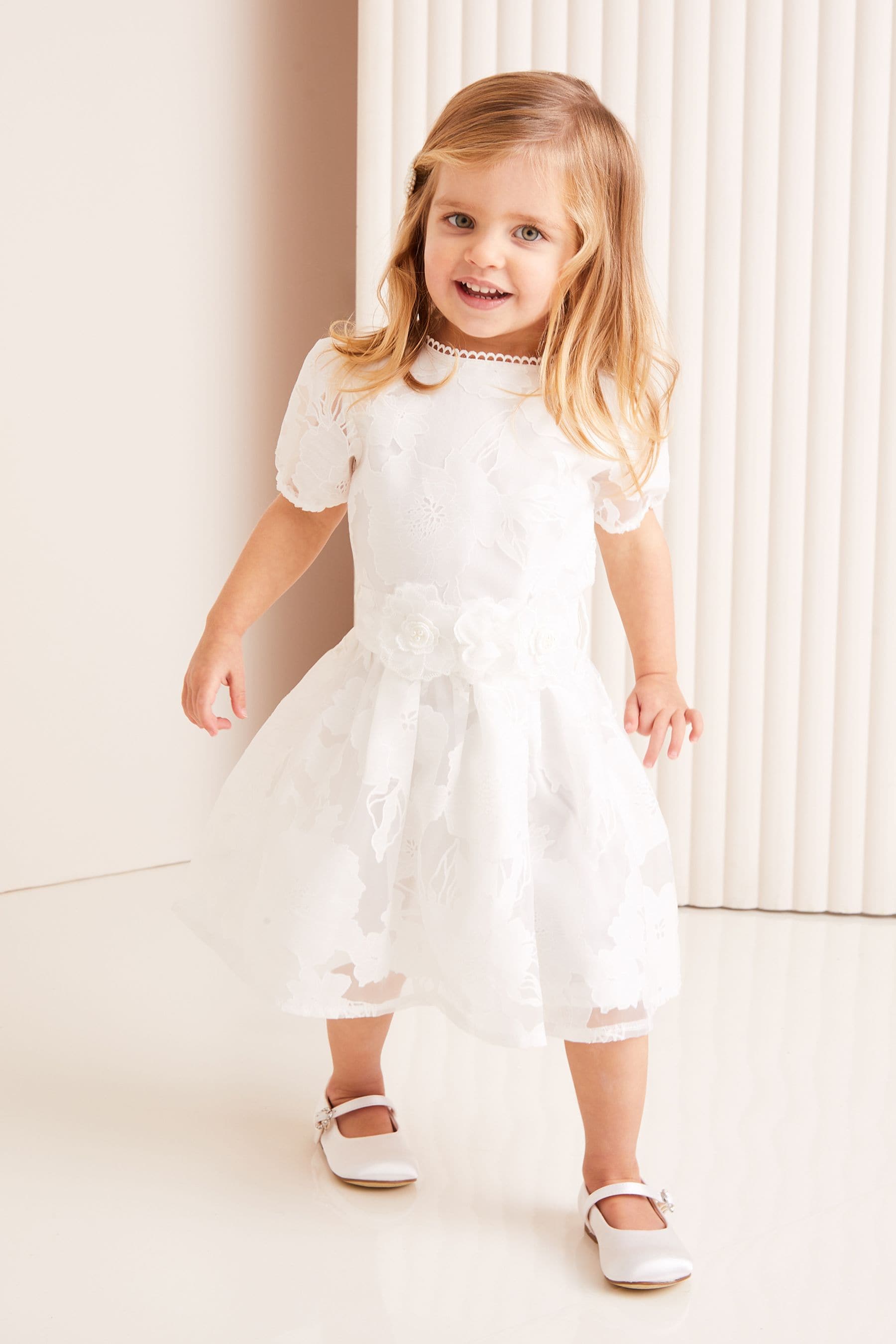 White Baby Organza Corsage Occasion Dress (0mths-2yrs)