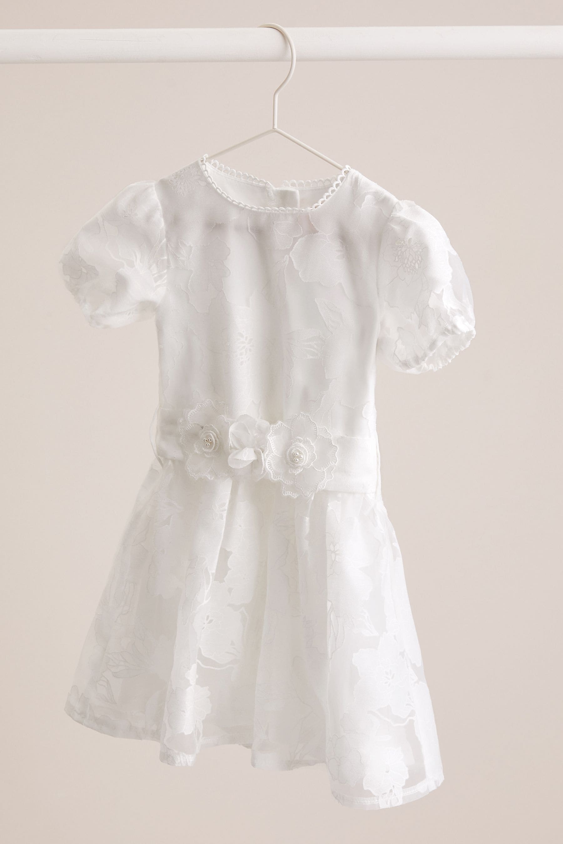 White Baby Organza Corsage Occasion Dress (0mths-2yrs)