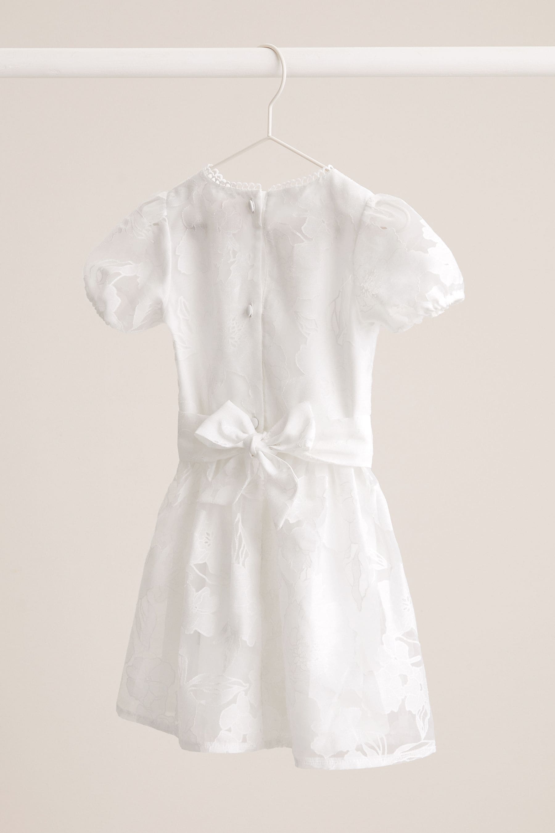 White Baby Organza Corsage Occasion Dress (0mths-2yrs)