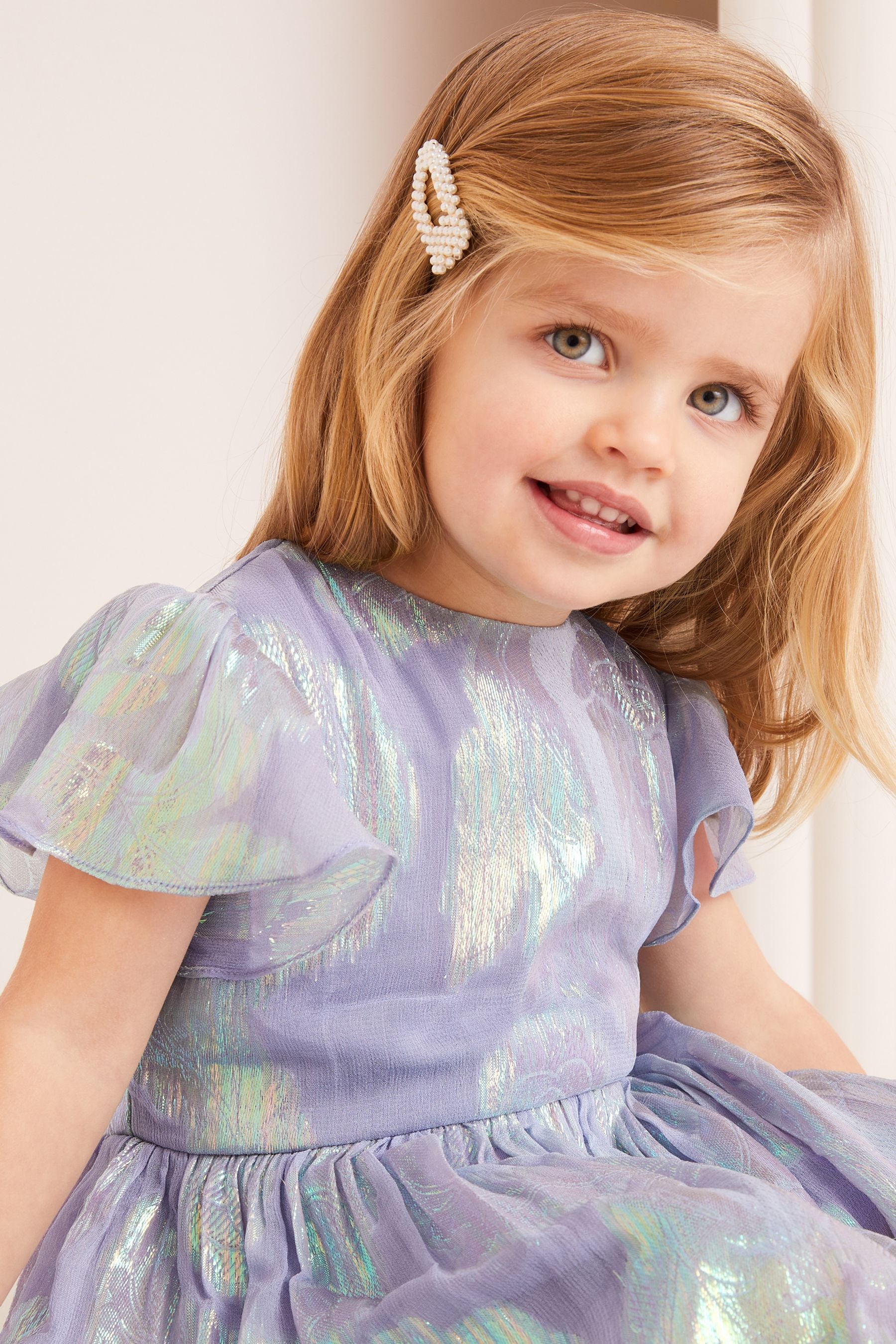 Lipsy Lilac Purple Shimmer Occasion Dress (3mths-6yrs)