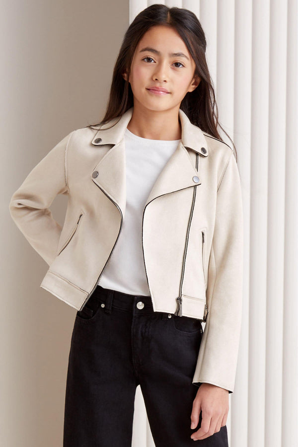 Cream Suedette Biker Jacket (5-16yrs)