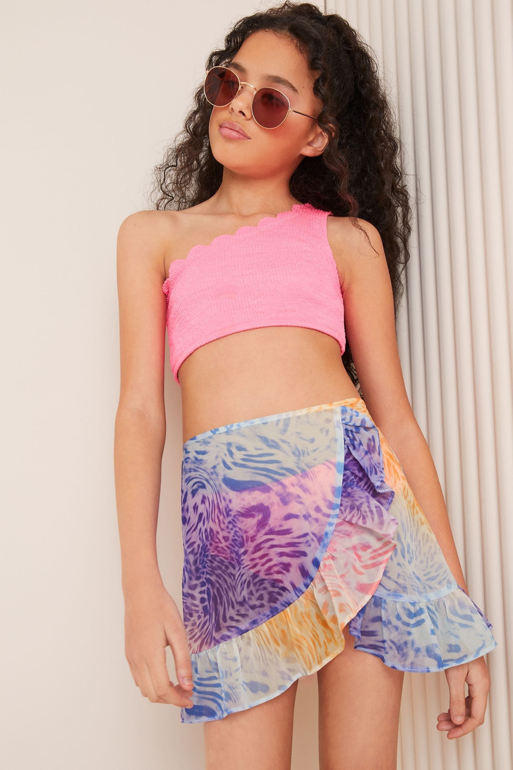 Lipsy Blue Rainbow Printed Sarong Skirt (5-16yrs)