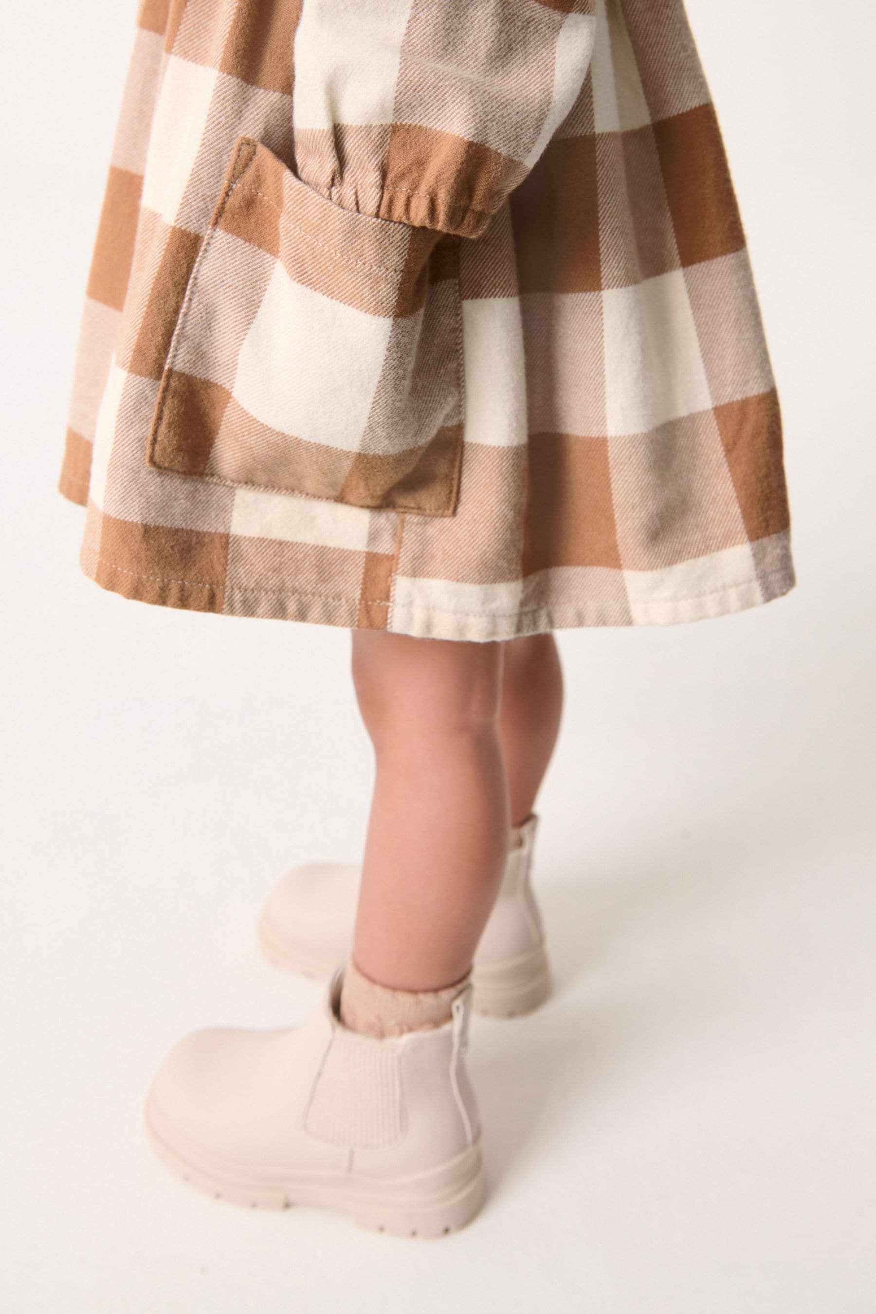 Cinnamon Brown Embroidered Check Dress (3mths-8yrs)