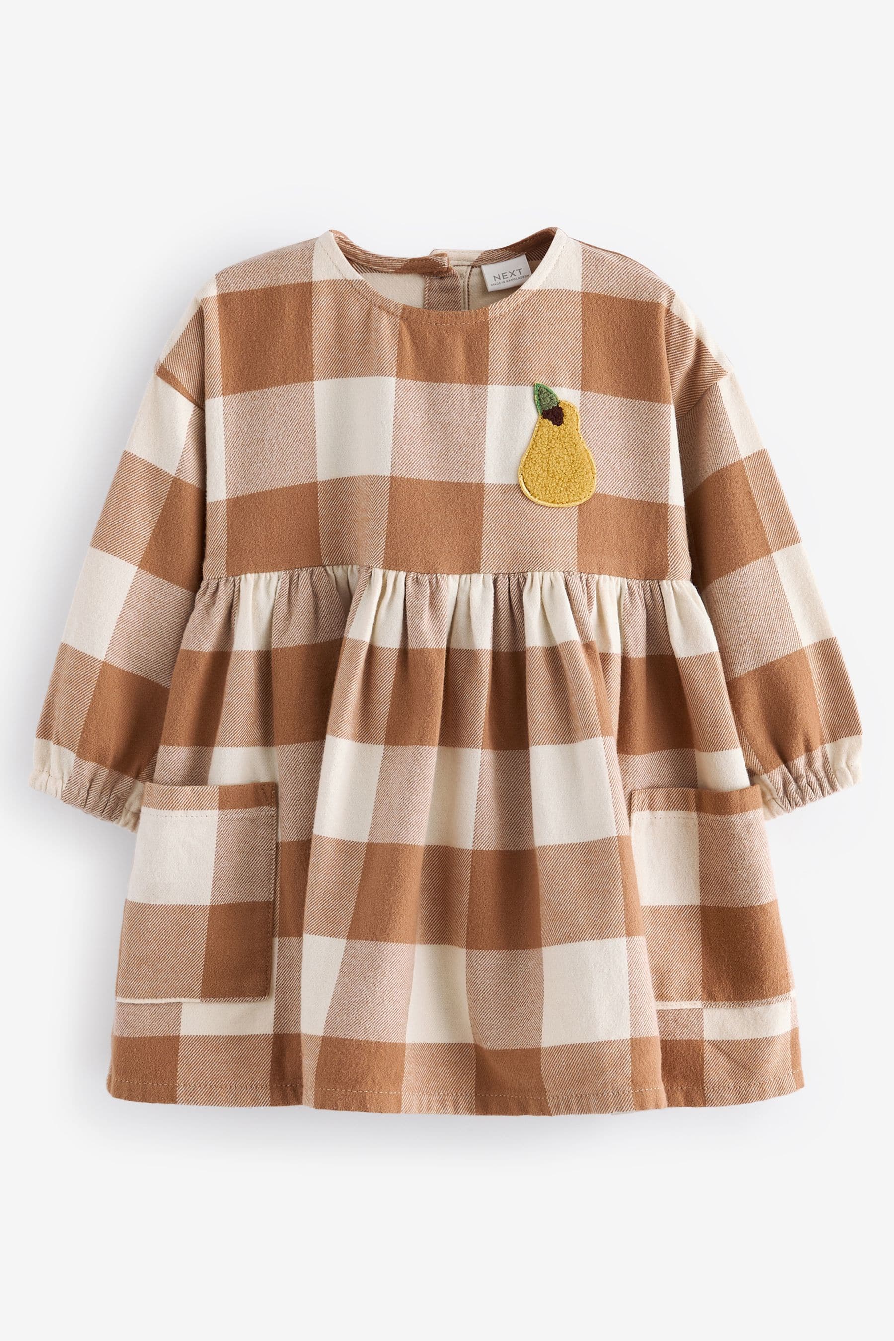 Cinnamon Brown Embroidered Check Dress (3mths-8yrs)