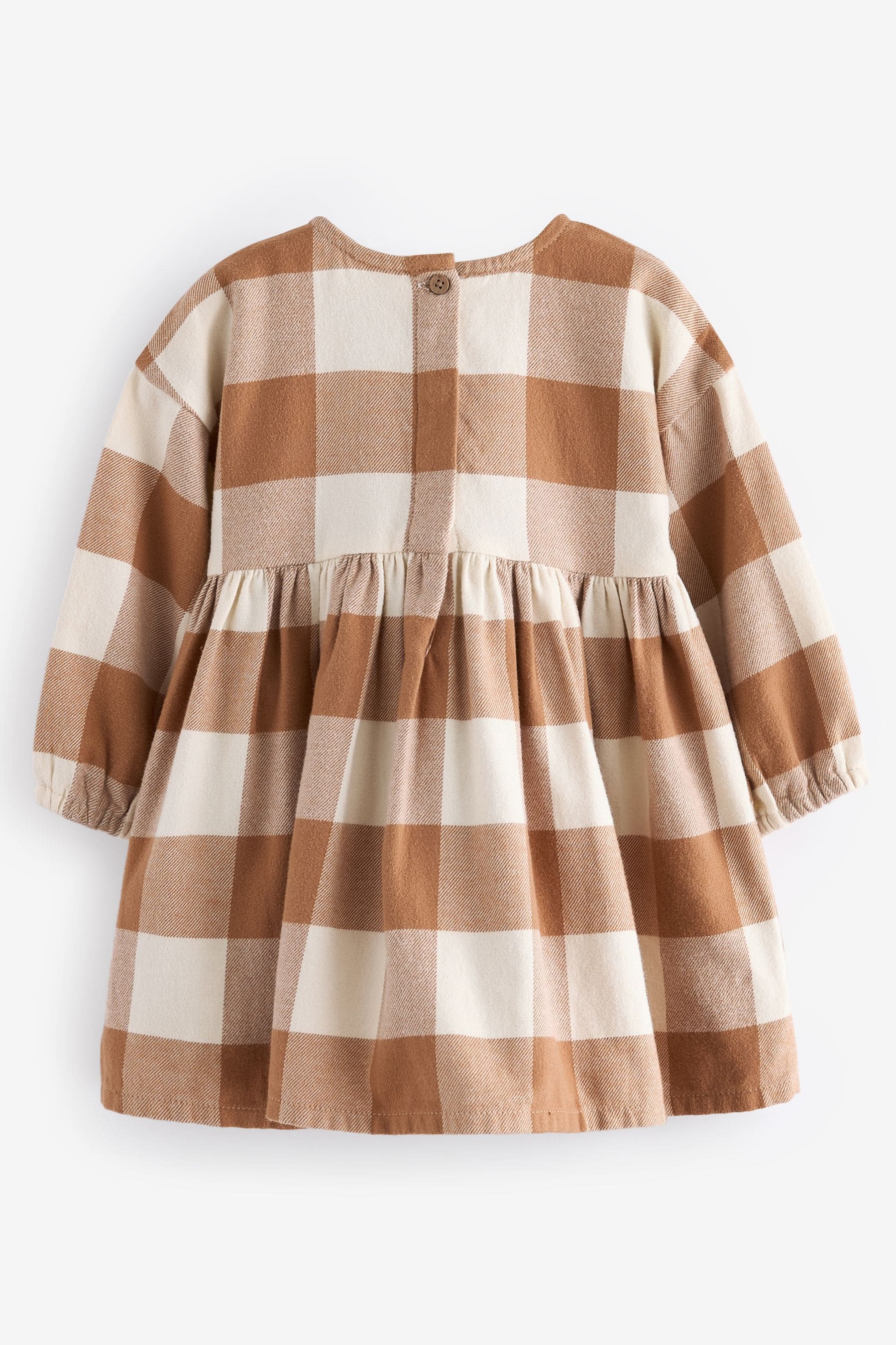 Cinnamon Brown Embroidered Check Dress (3mths-8yrs)