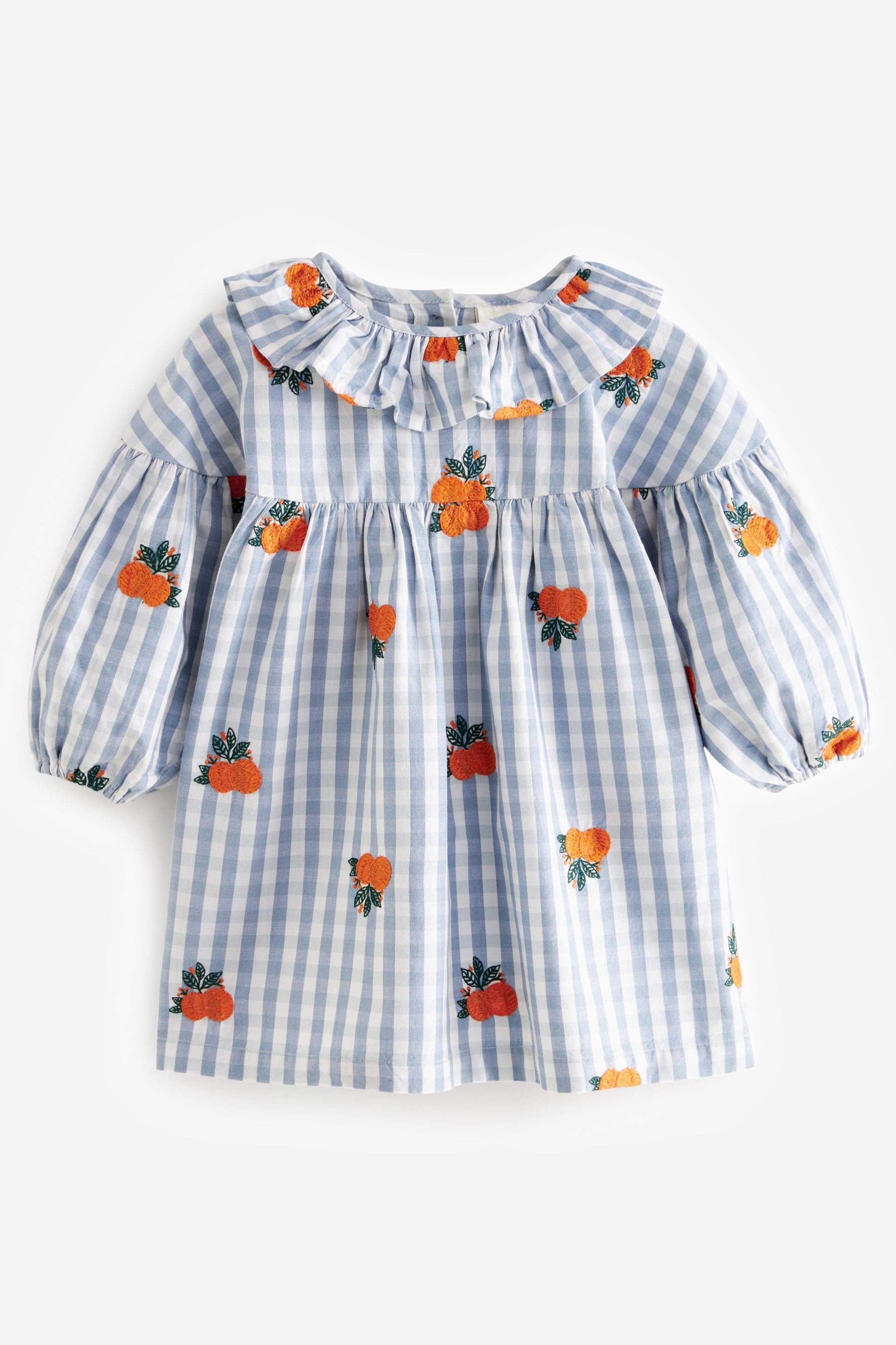 Blue Gingham Embroidered Collar Dress (3mths-8yrs)