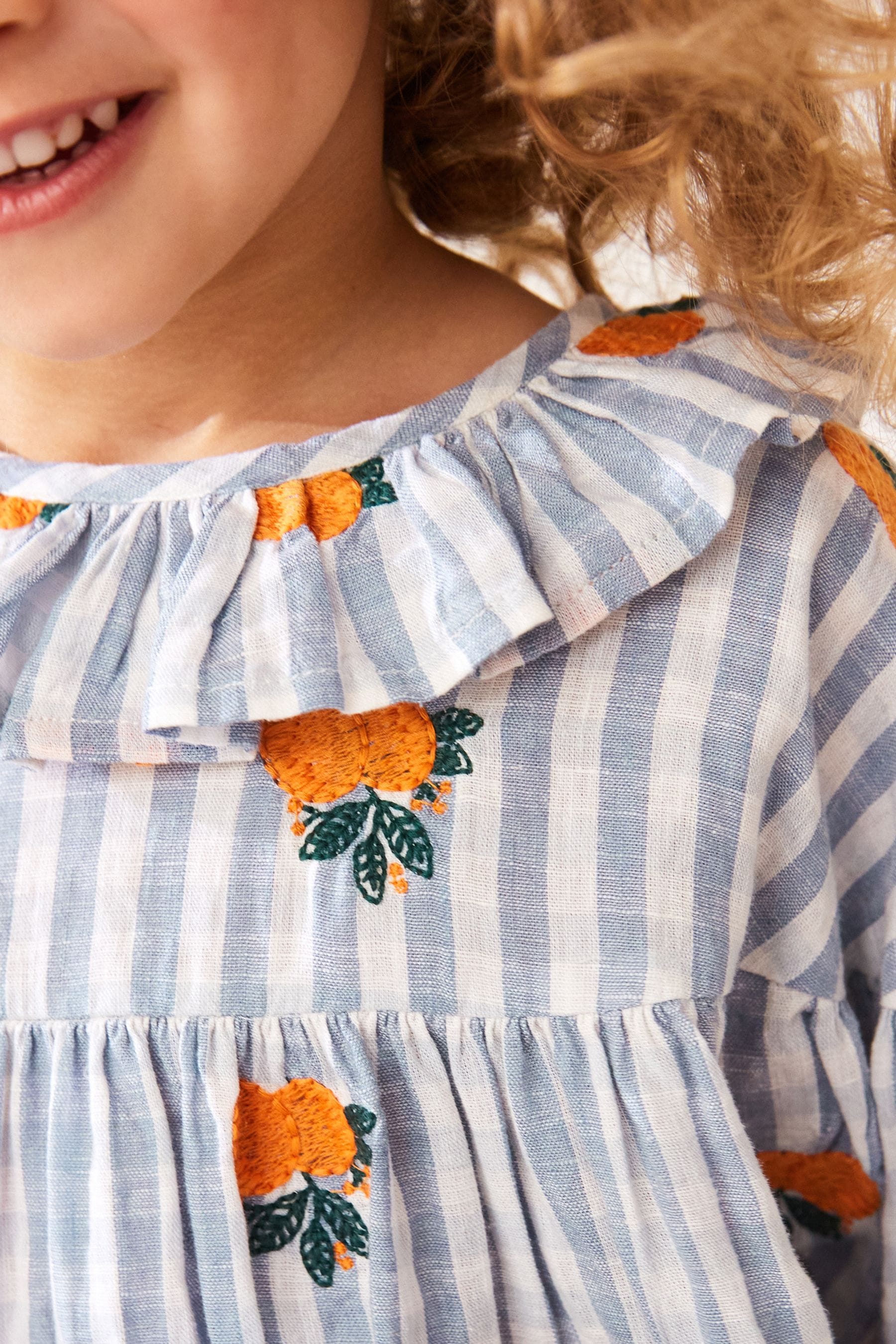 Blue Gingham Embroidered Collar 100% Cotton Dress (3mths-8yrs)