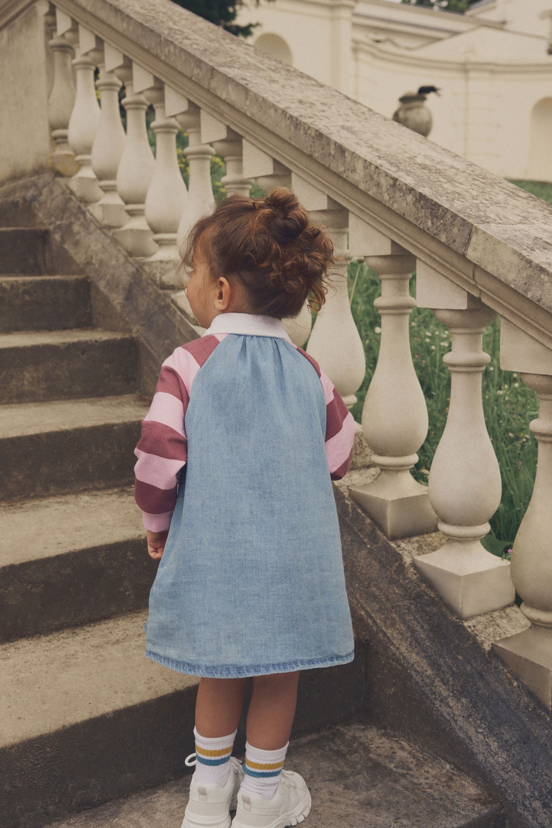 Pink 100% Cotton Rugby Raglan Denim Dress (3mths-8yrs)