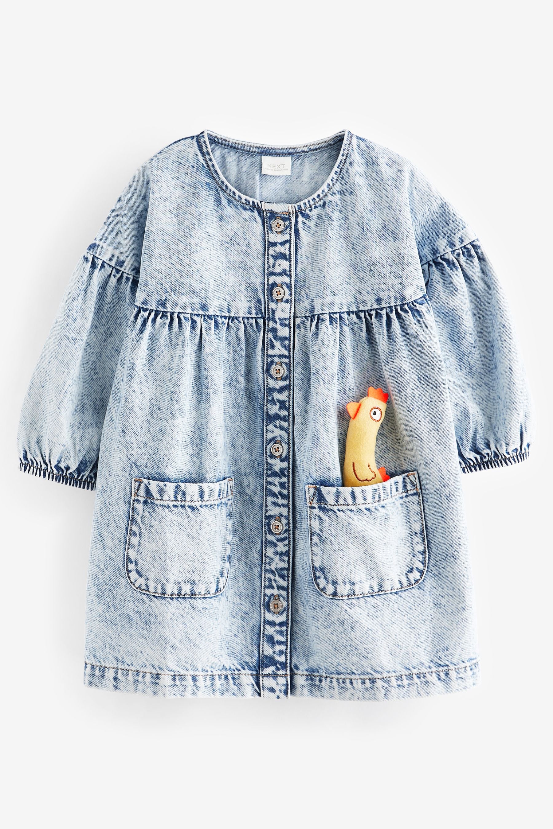 Blue Denim Character 100% Cotton Button Through Dress (3mths-8yrs)