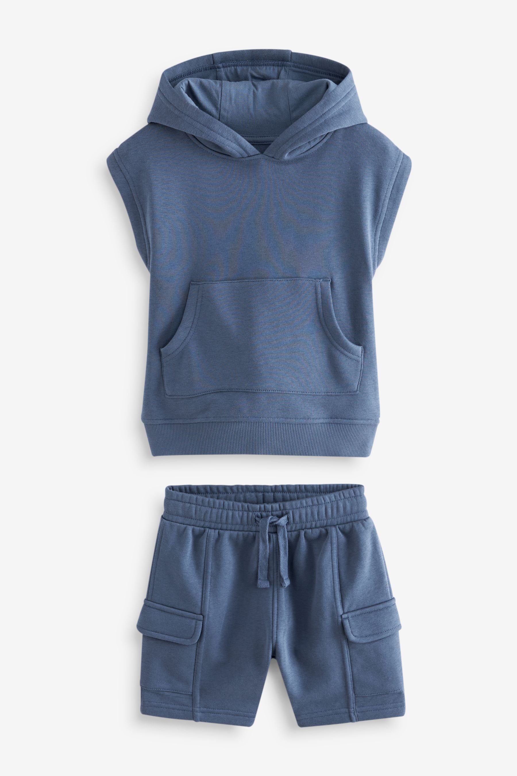 Navy Short Sleeve Utility Hoodie and Shorts Set (3mths-7yrs)