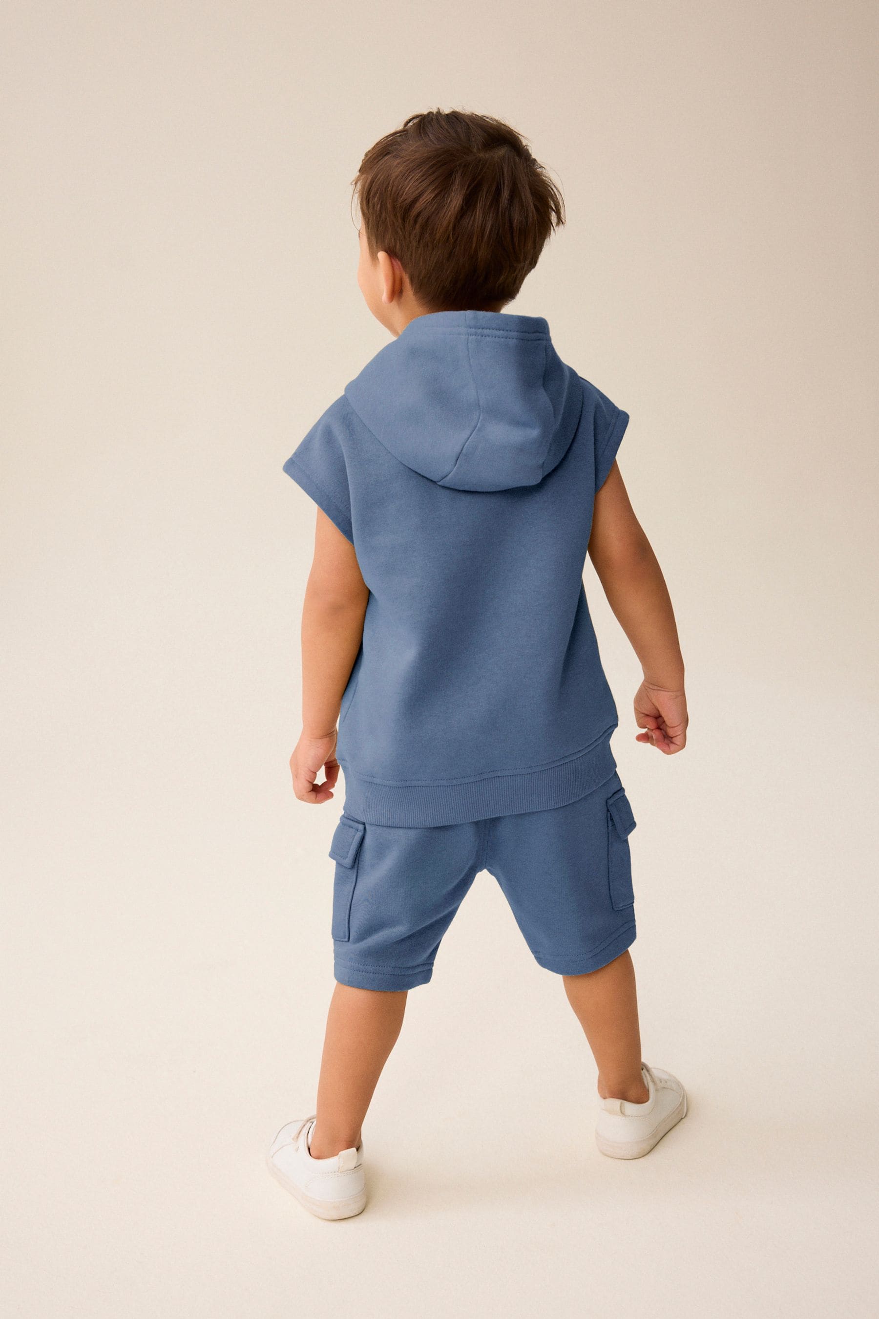 Navy Short Sleeve Utility Hoodie and Shorts Set (3mths-7yrs)