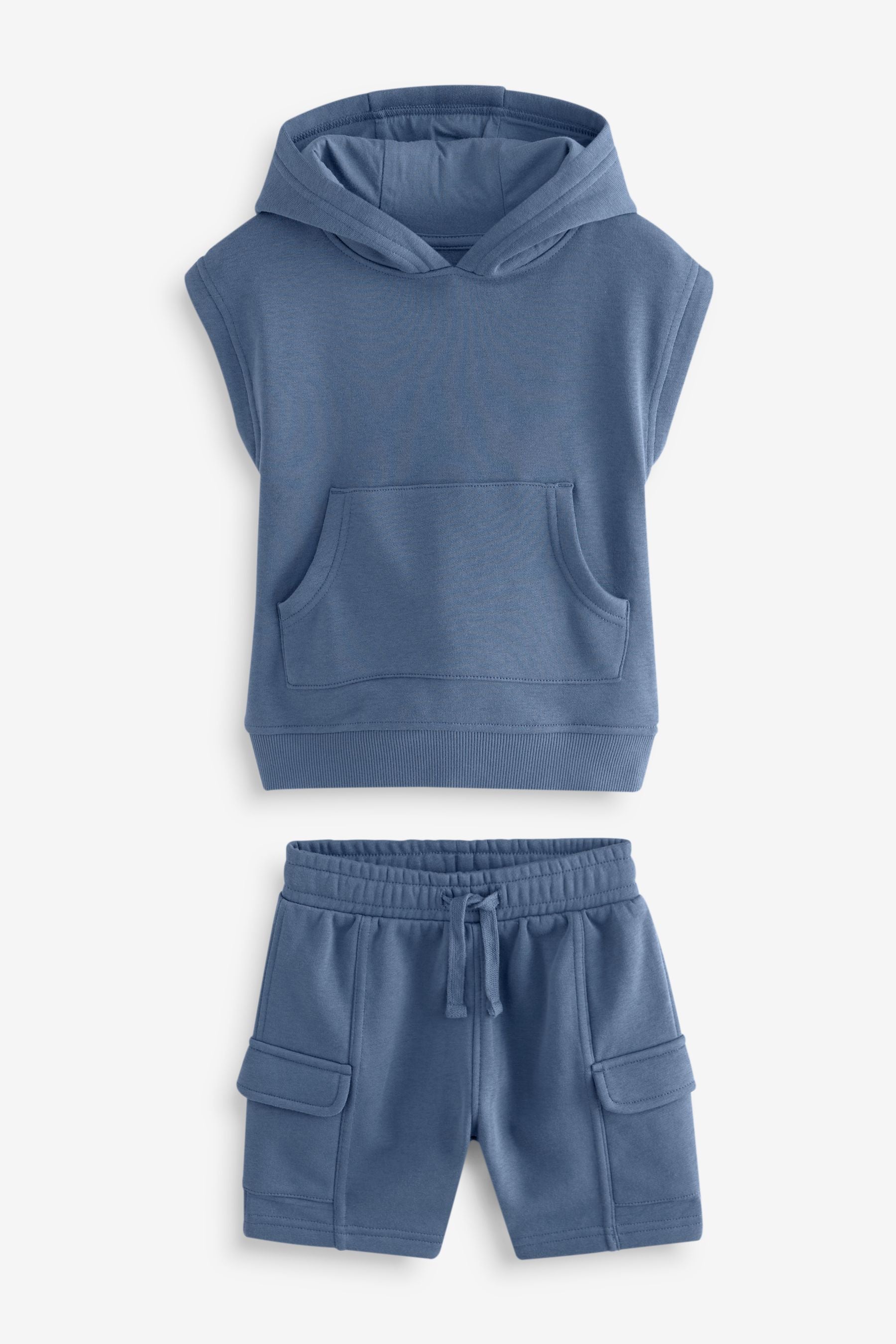 Navy Short Sleeve Utility Hoodie and Shorts Set (3mths-7yrs)