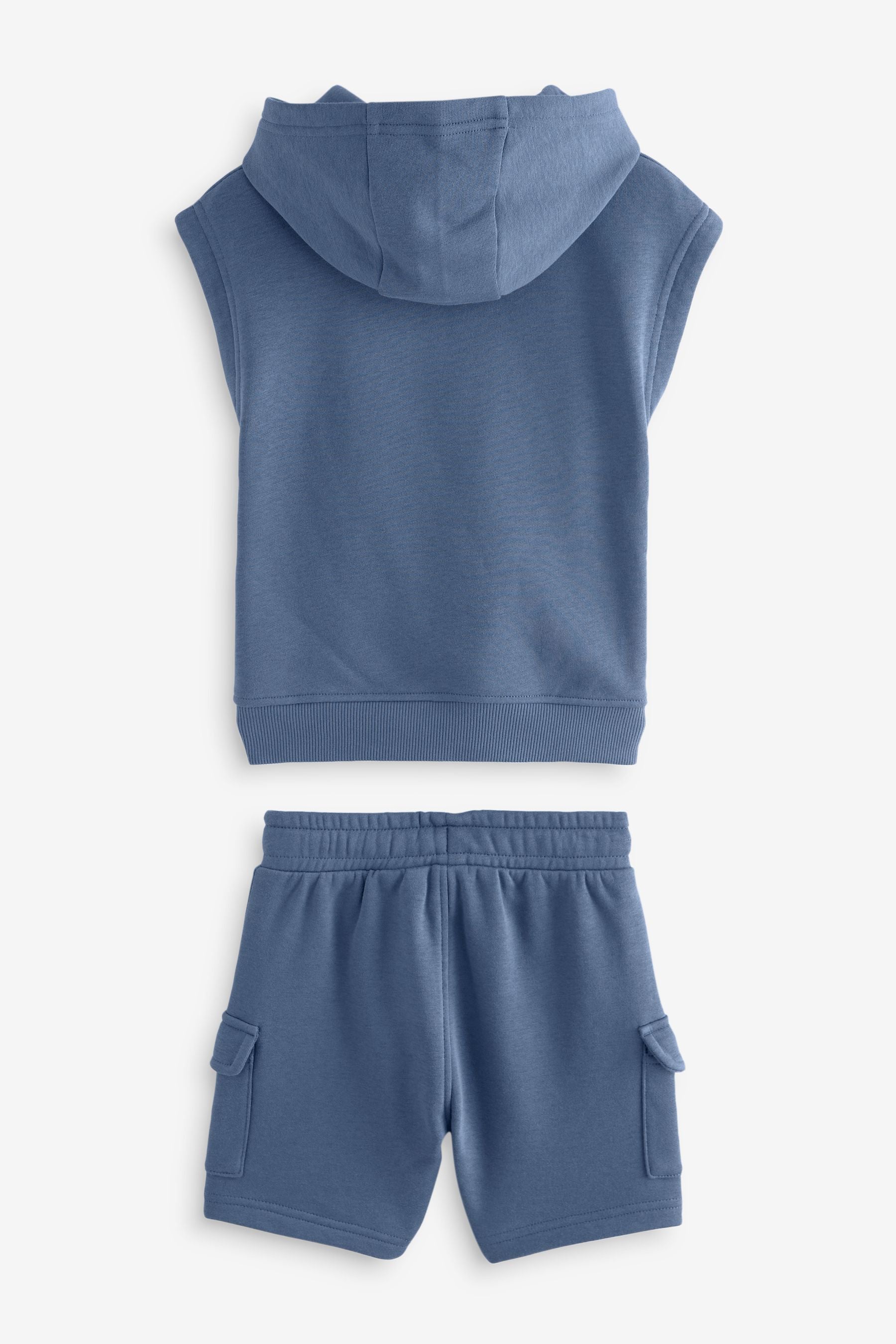 Navy Short Sleeve Utility Hoodie and Shorts Set (3mths-7yrs)