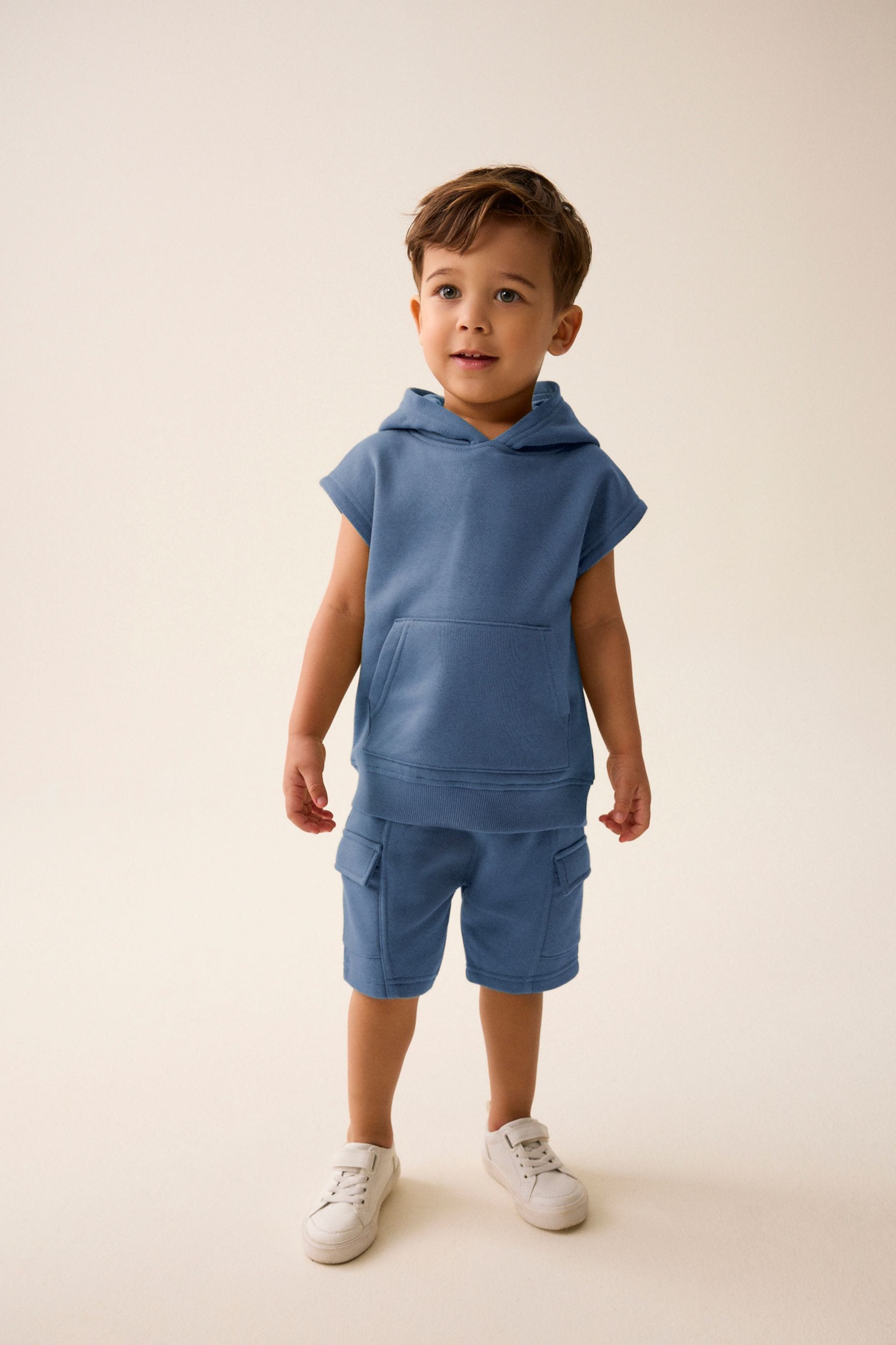 Navy Short Sleeve Utility Hoodie and Shorts Set (3mths-7yrs)