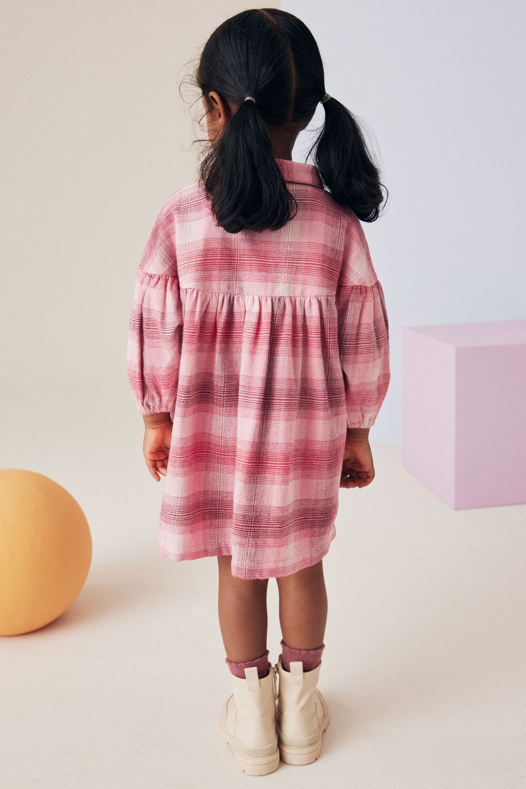 Red/Pink Check 100% Cotton Shirt Dress (3mths-8yrs)