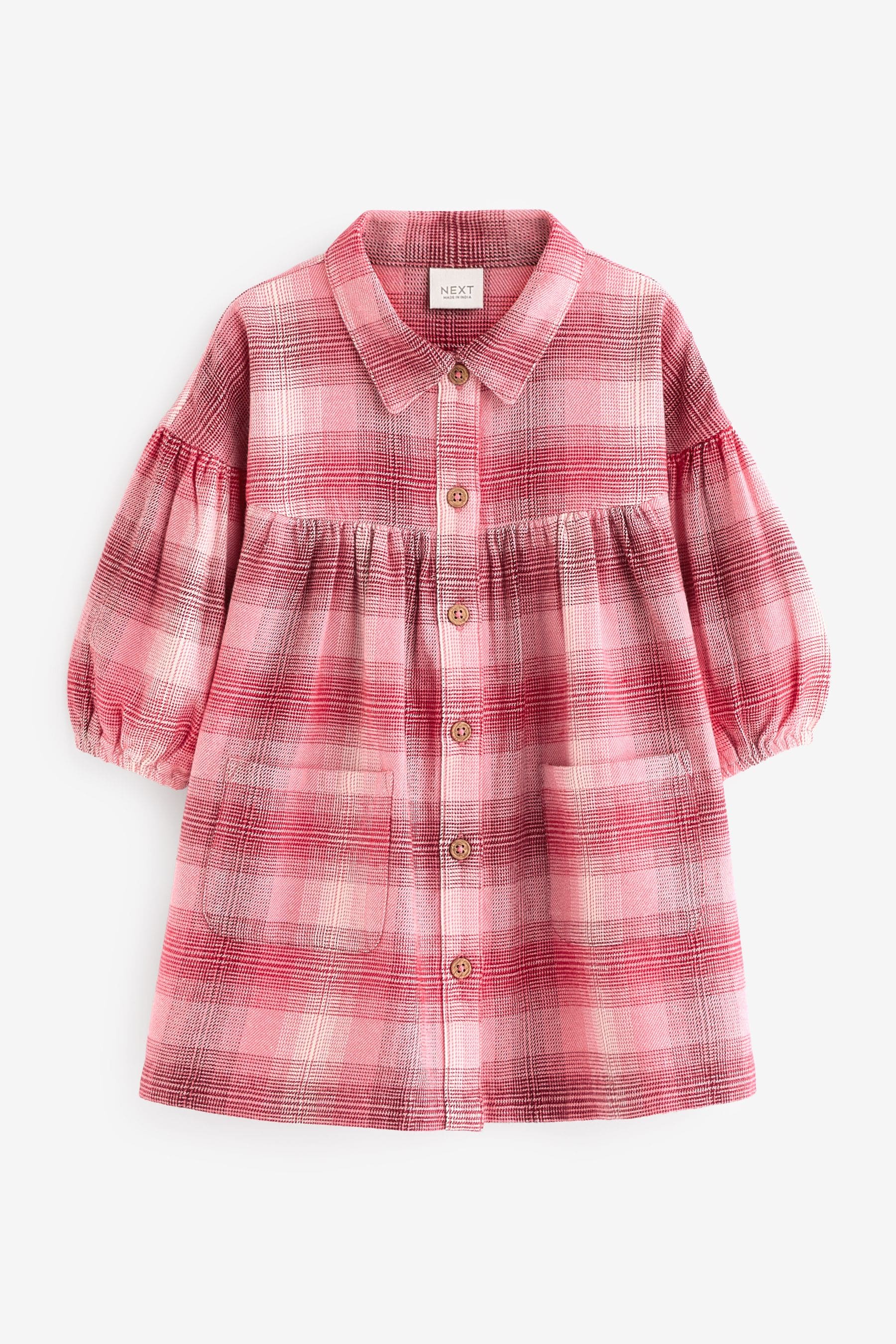 Red/Pink Check 100% Cotton Shirt Dress (3mths-8yrs)