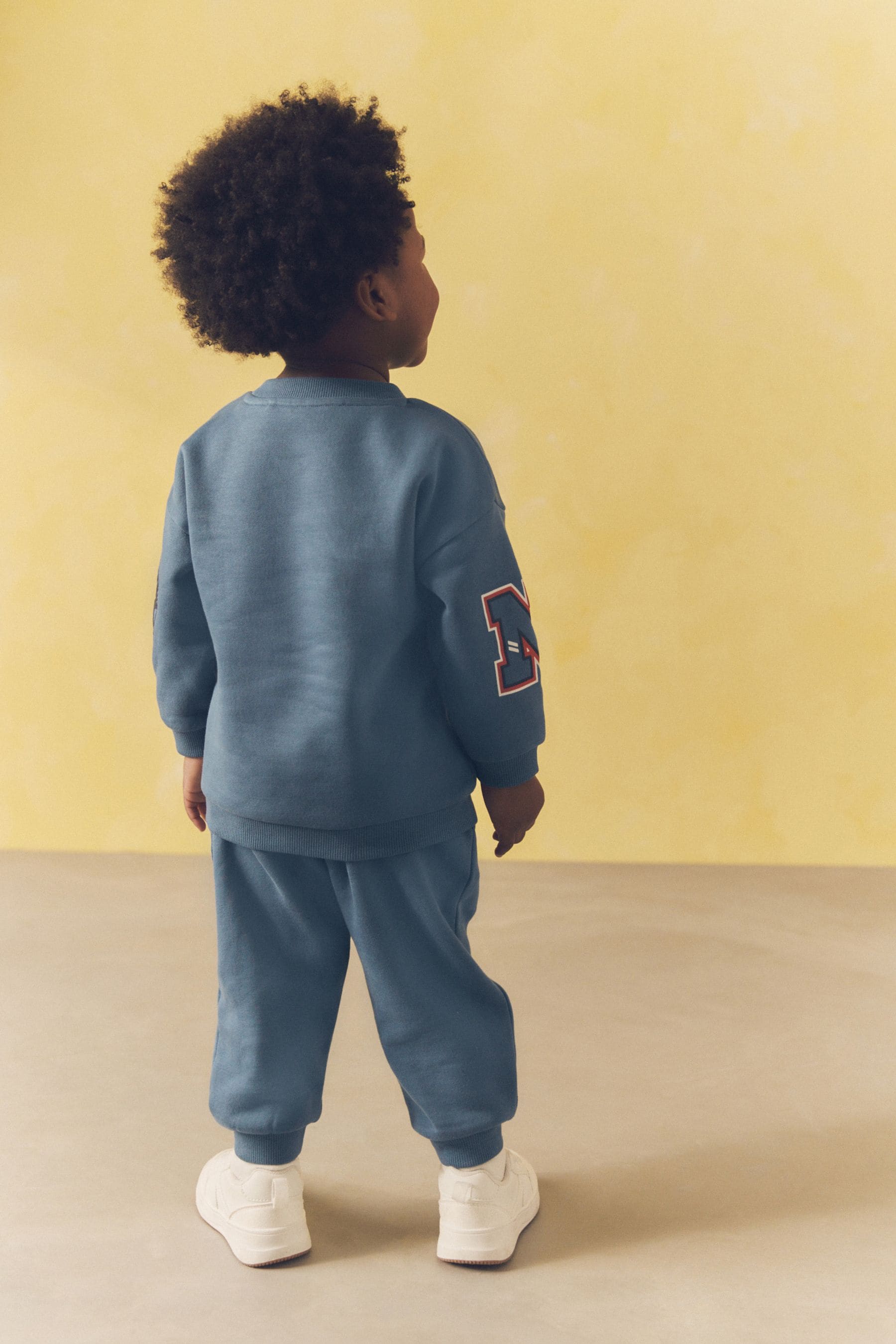 Blue New York Varsity All Over Print Crew Neck Sweatshirt and Joggers Set (3mths-7yrs)