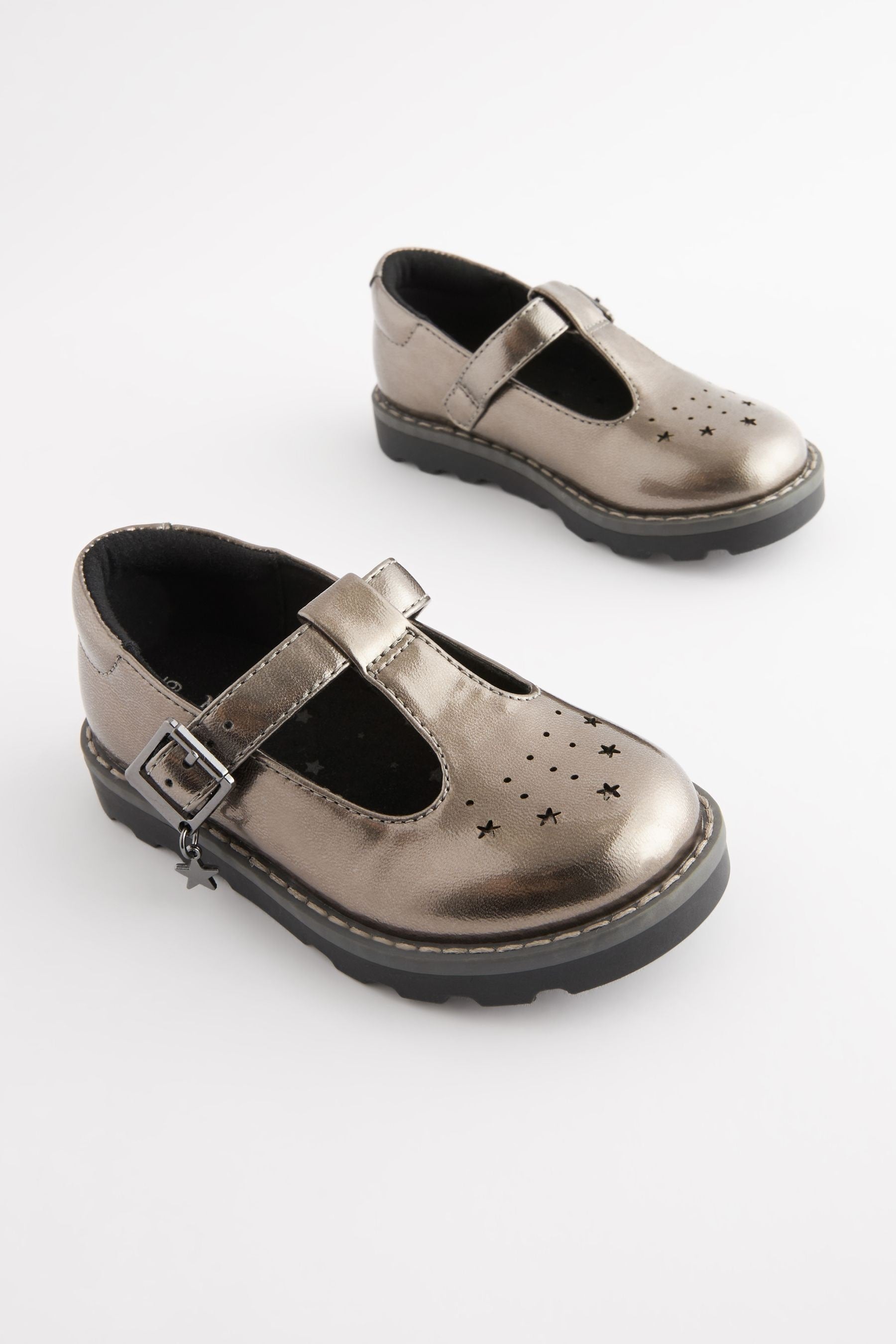 Pewter Grey T-Bar Shoes