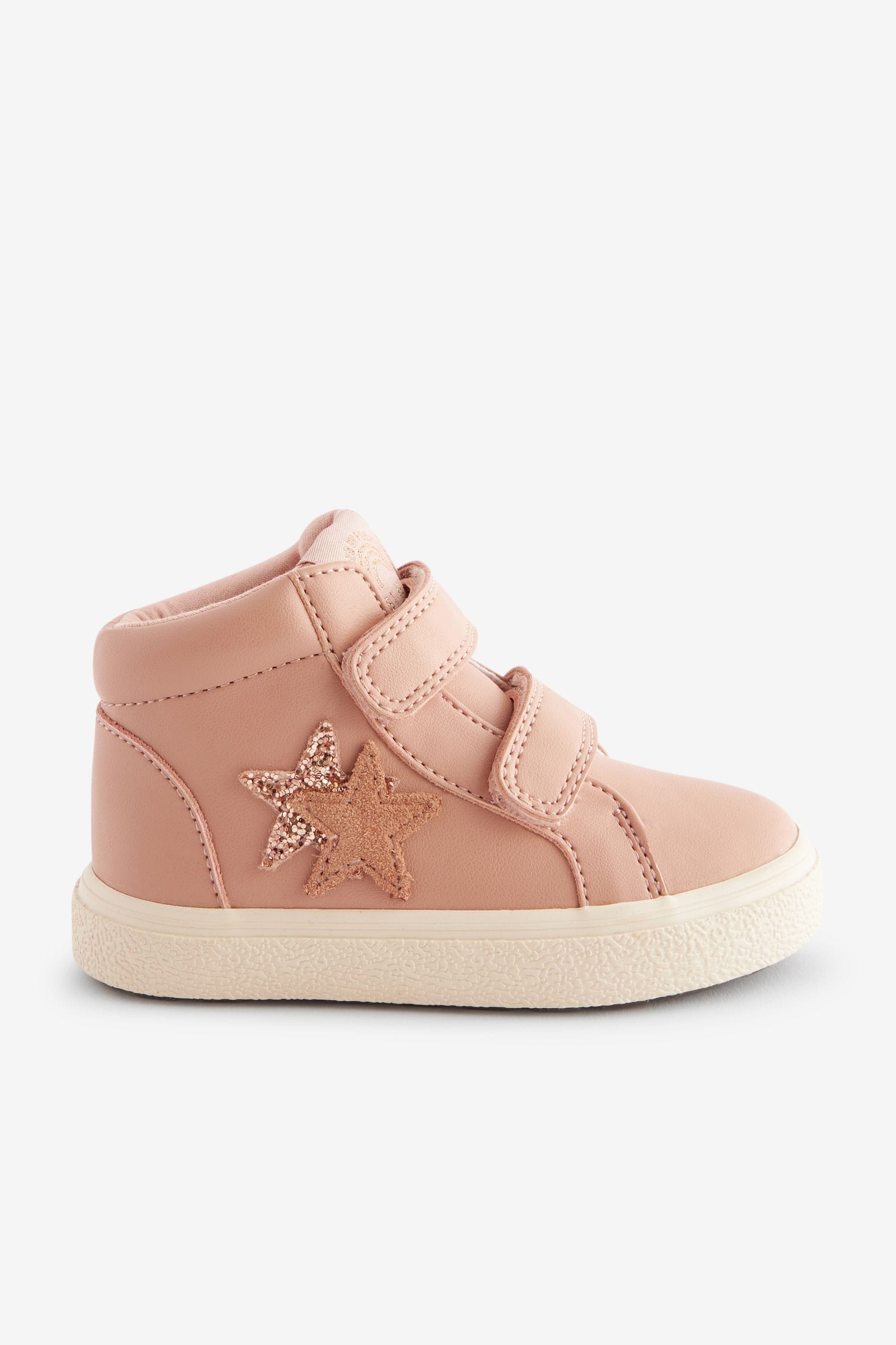 Pink Standard Fit (F) Star Touch Fasten Strap High Top Trainers