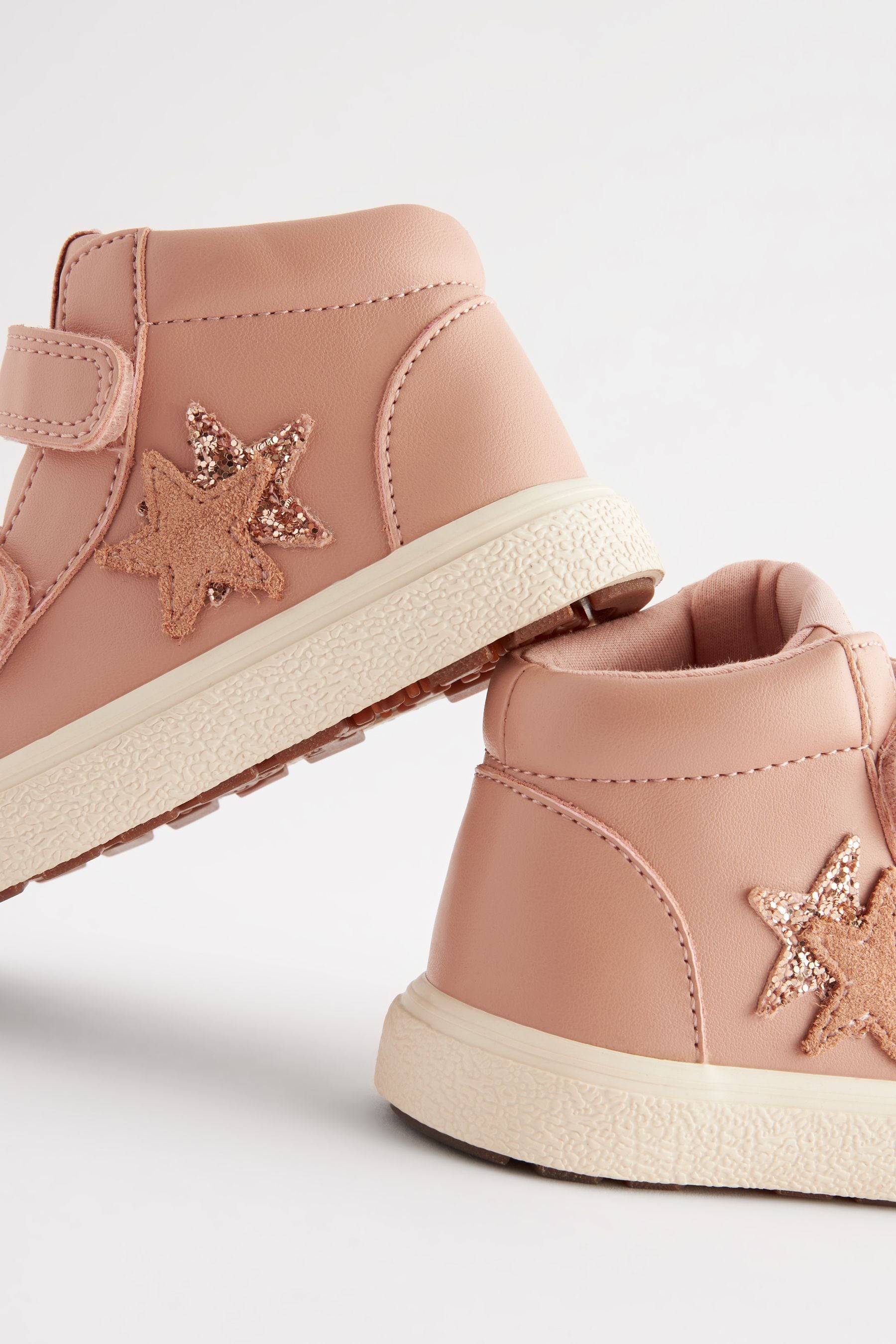 Pink Standard Fit (F) Star Touch Fasten Strap High Top Trainers