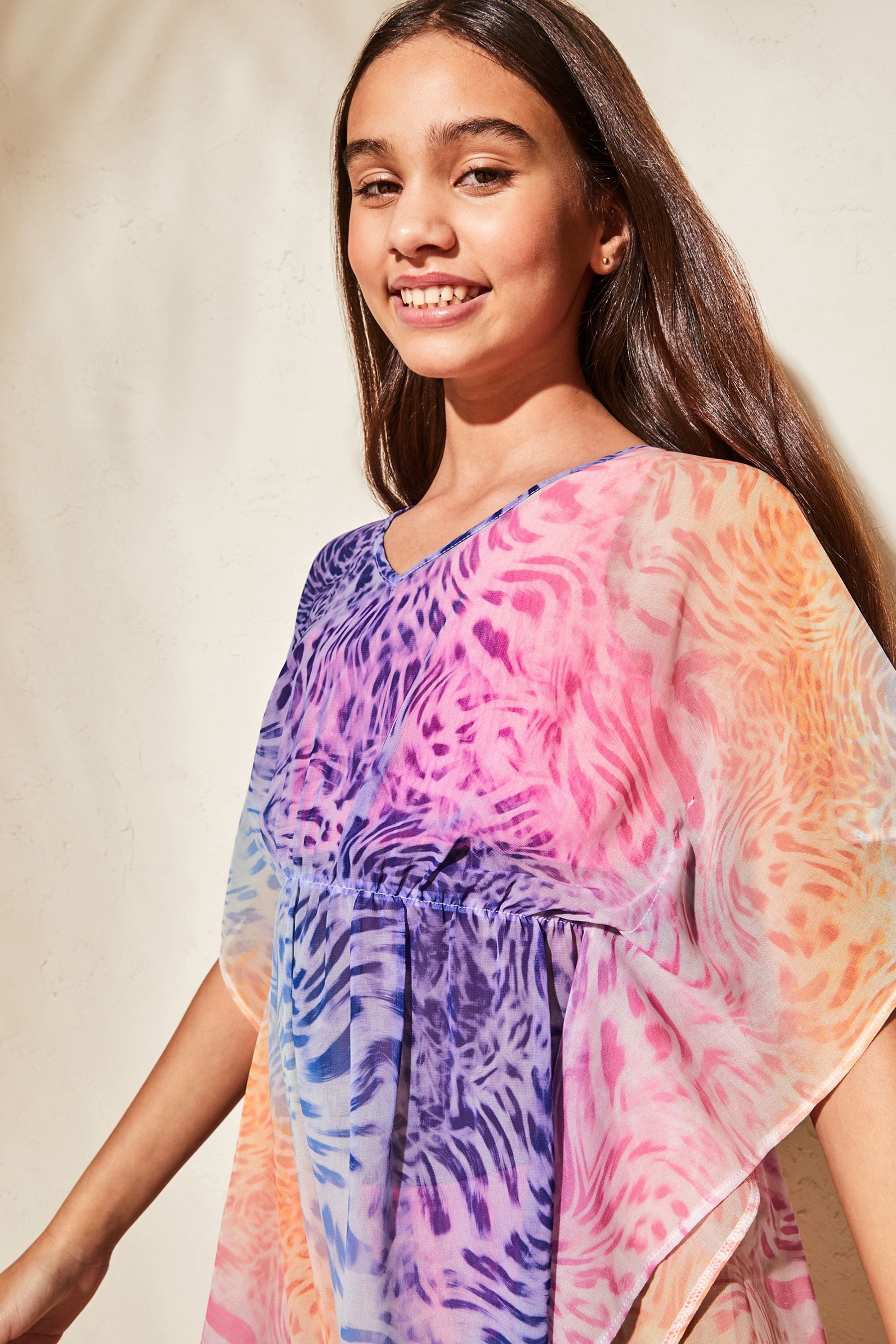 Blue Rainbow Lipsy Printed Kaftan (2-16yrs)