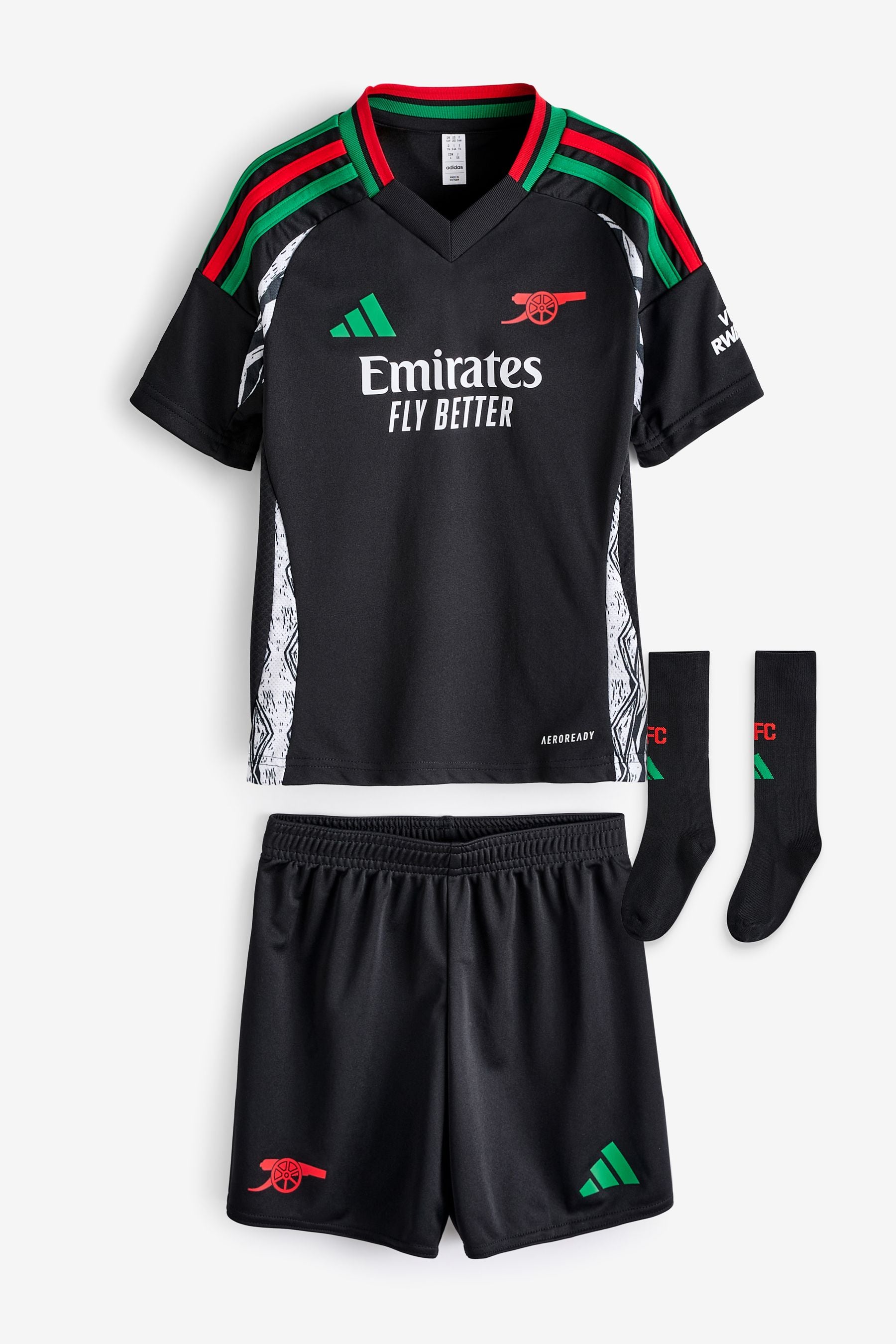 adidas Black Kids Arsenal 24/25 Away Mini Kit