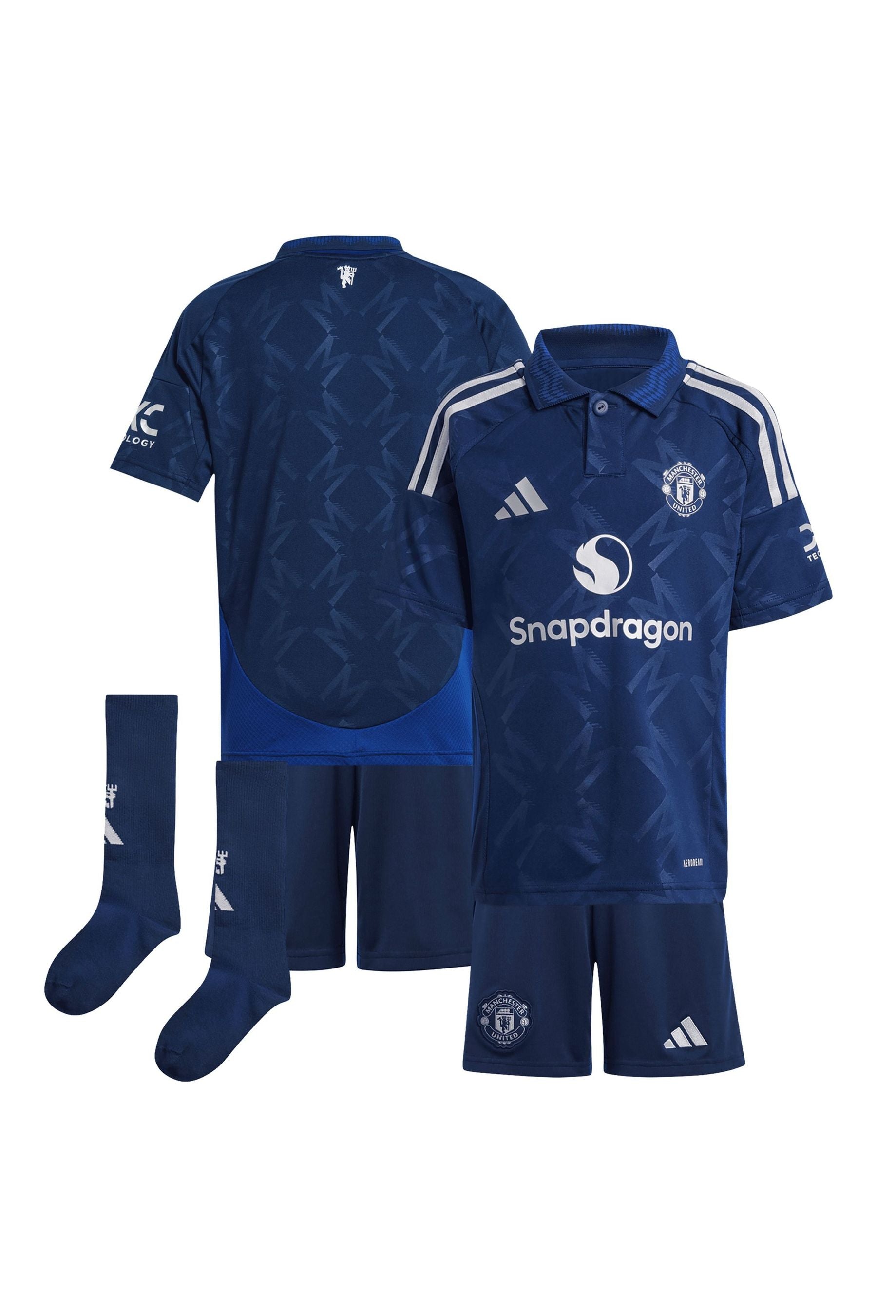 adidas Navy Kids Manchester United 24/25 Away Mini Kit