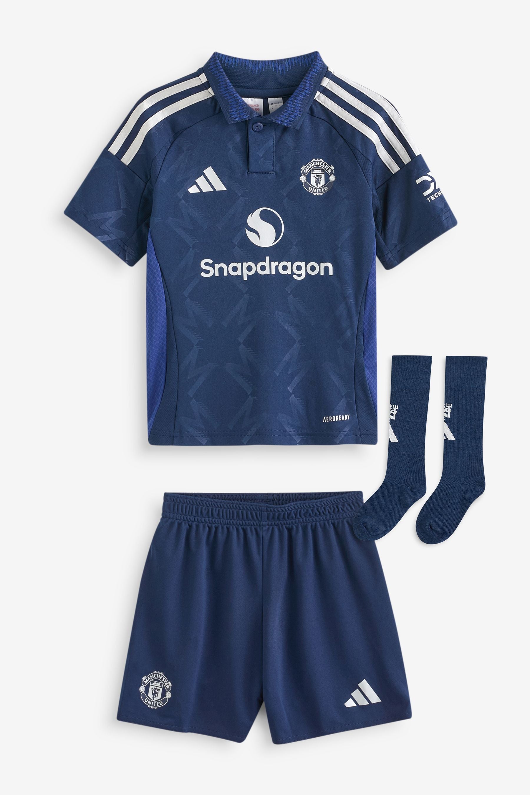 adidas Navy Kids Manchester United 24/25 Away Mini Kit