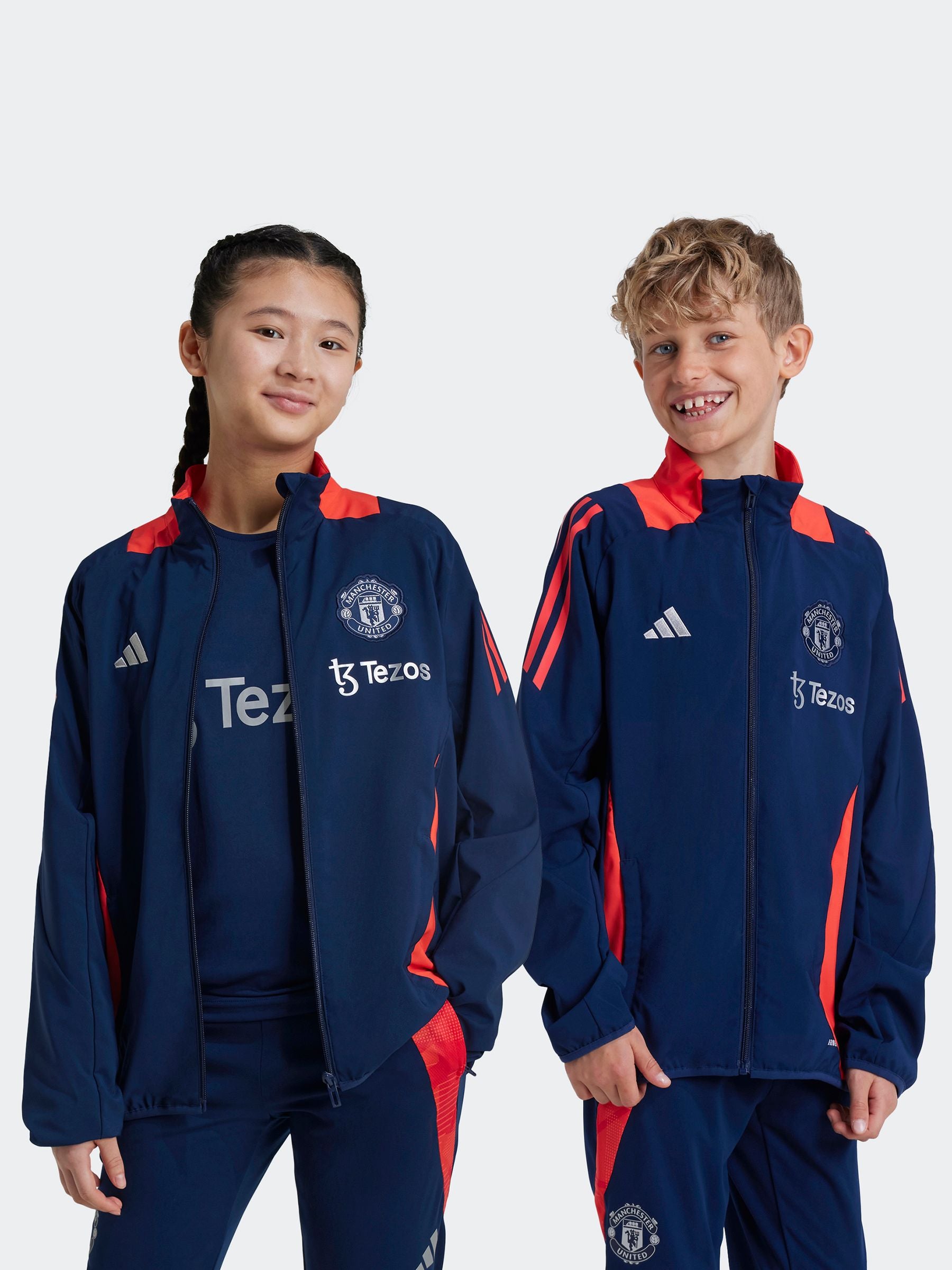 adidas Navy/Red Kids Manchester United Tiro 24 Presentation Track Jacket