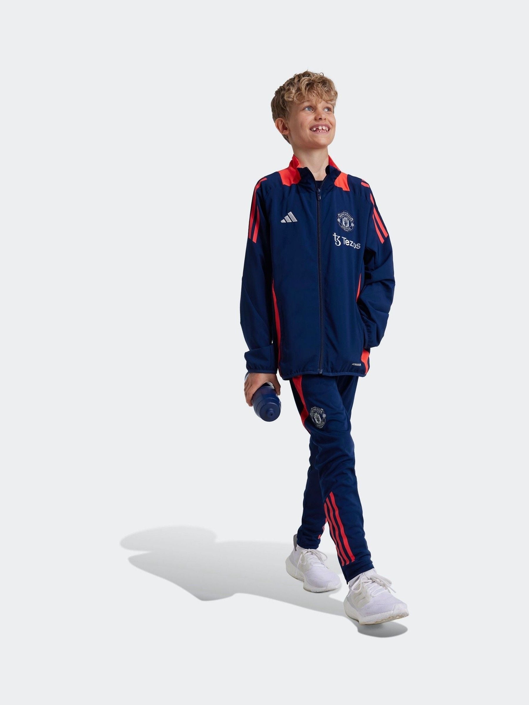 adidas Navy/Red Kids Manchester United Tiro 24 Presentation Track Jacket