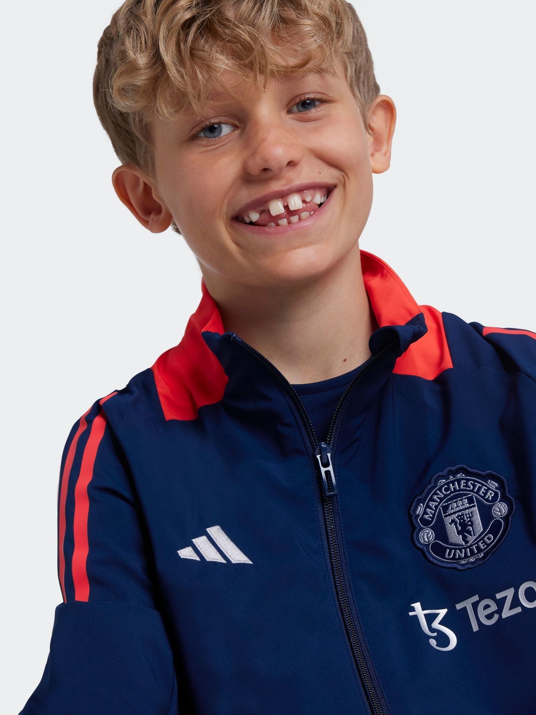 adidas Navy/Red Kids Manchester United Tiro 24 Presentation Track Jacket