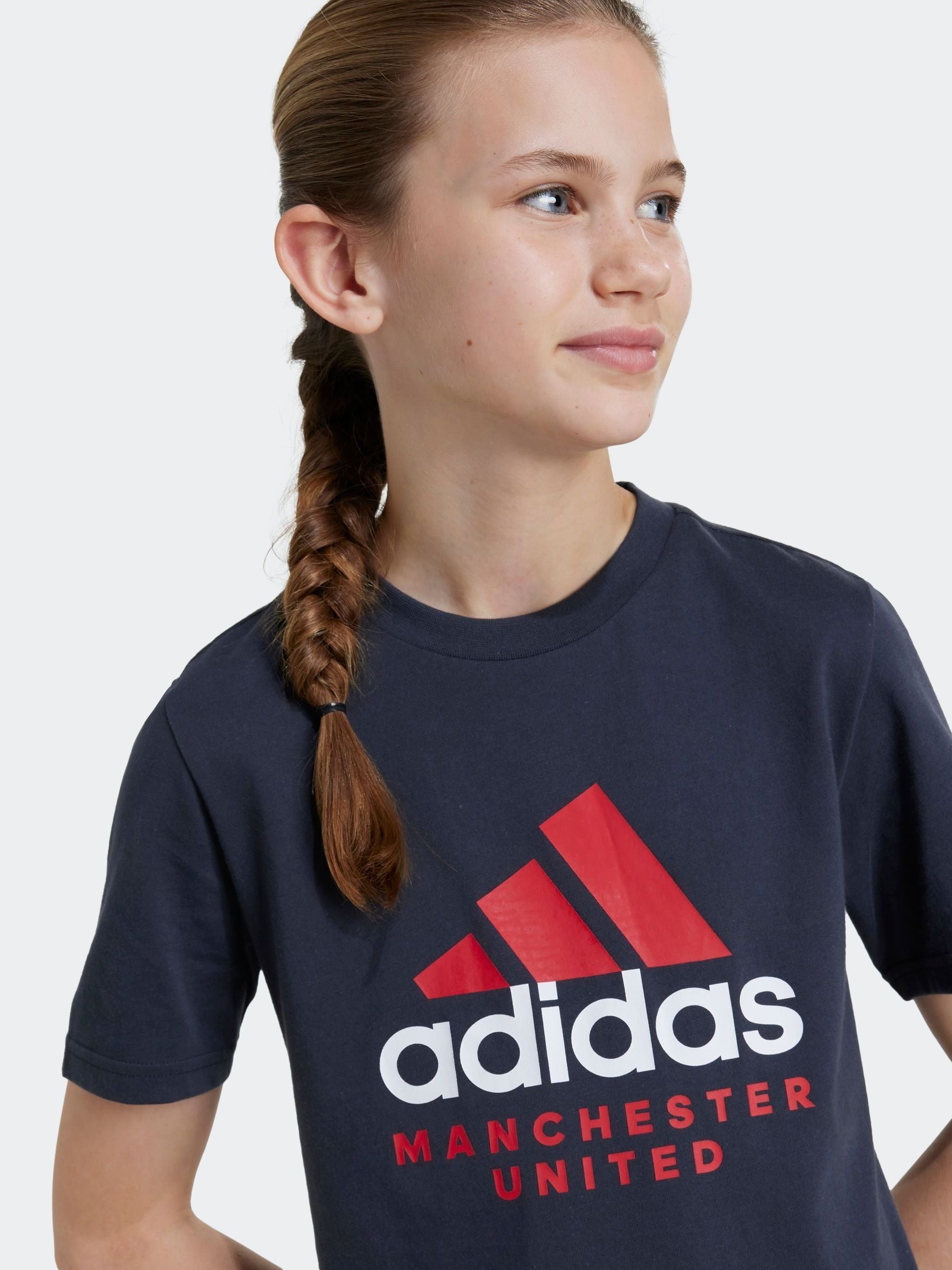 adidas Grey Kids Manchester United 100% Cotton T-Shirt