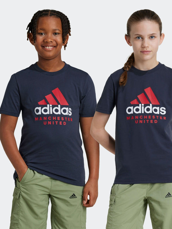 adidas Grey Kids Manchester United 100% Cotton T-Shirt