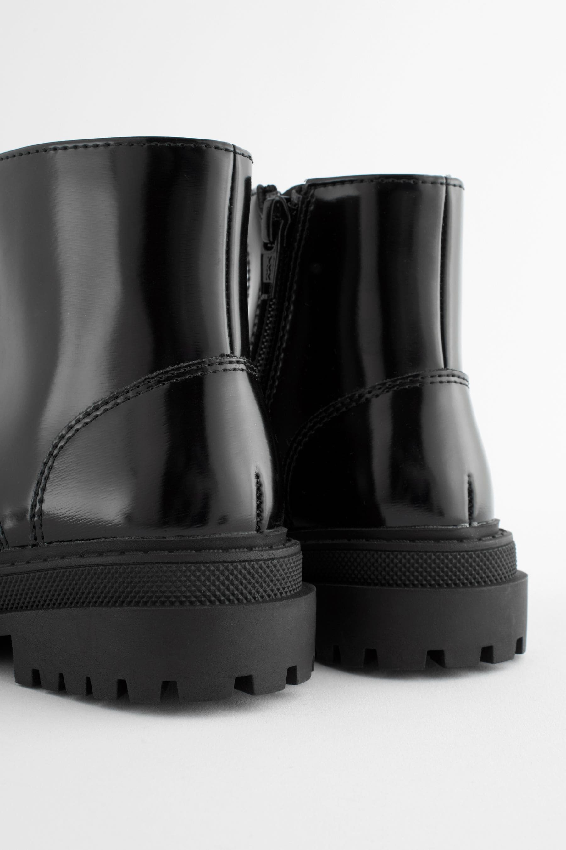 Black Patient Standard Fit (F) Zip Front Chunky Boots