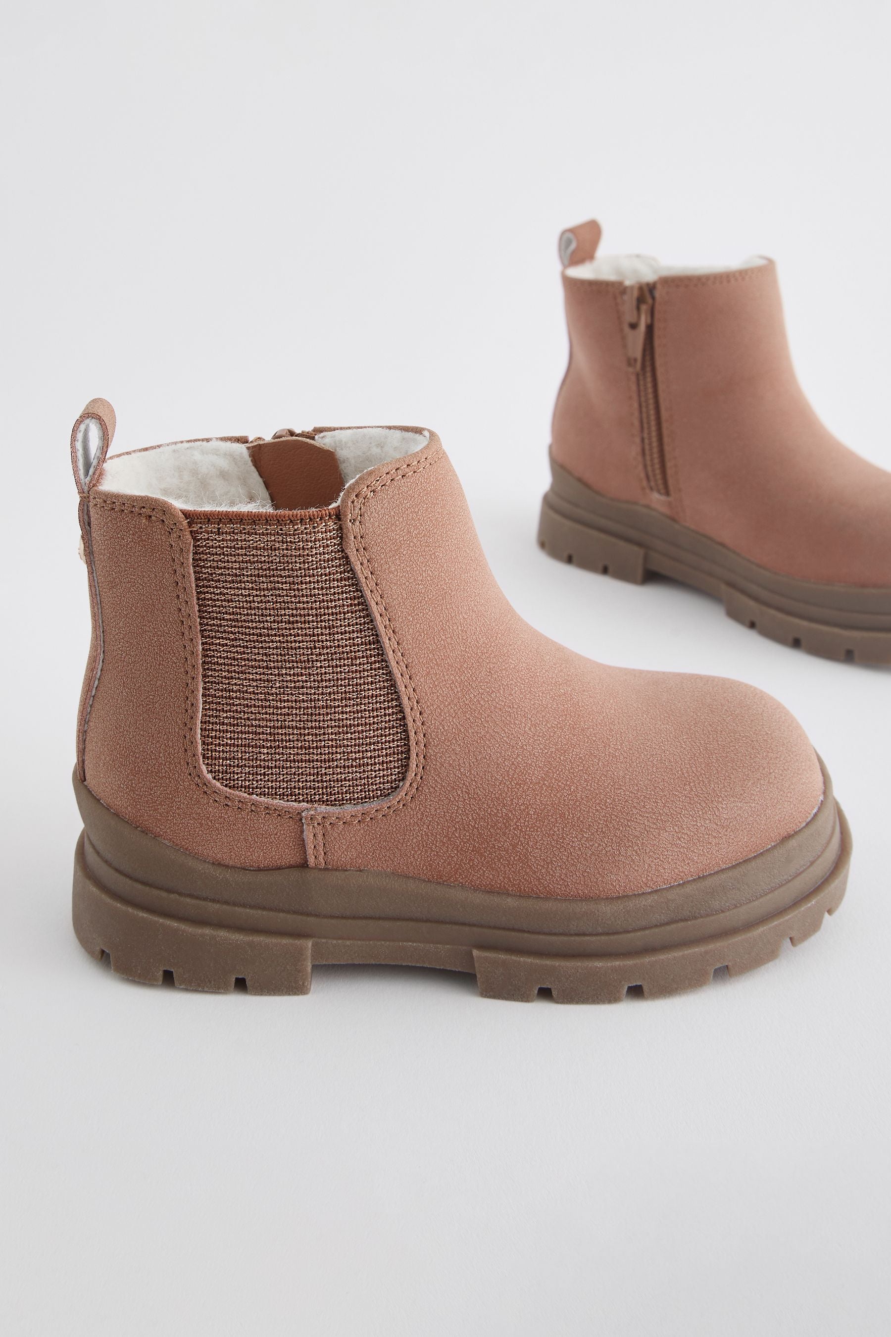 Pink Tan Chelsea Chunky Boots