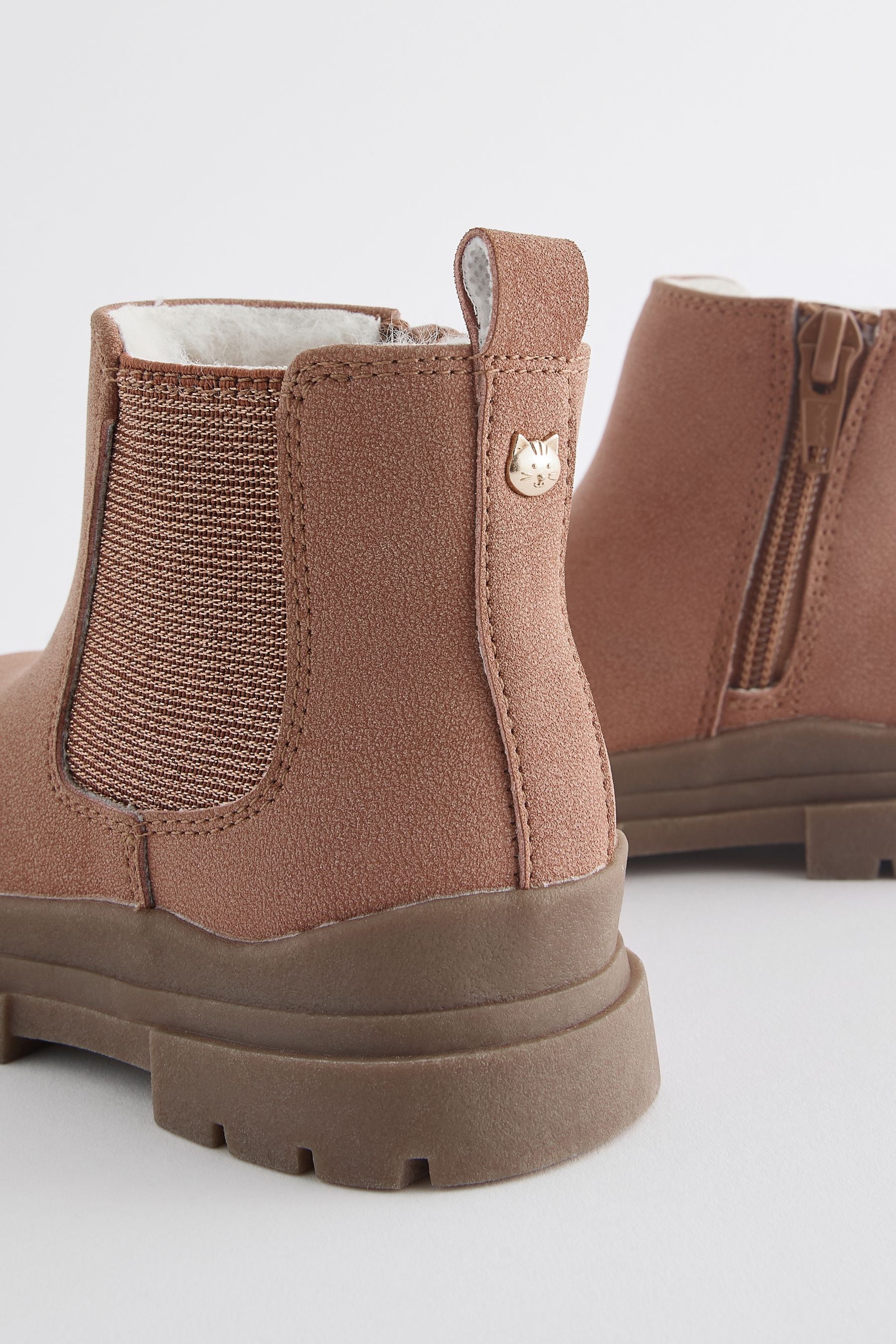 Pink Tan Chelsea Chunky Boots