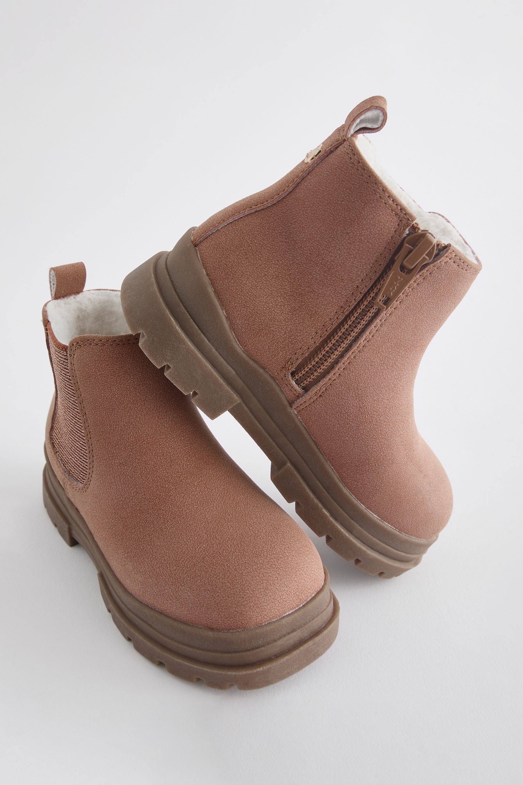 Pink Tan Chelsea Chunky Boots