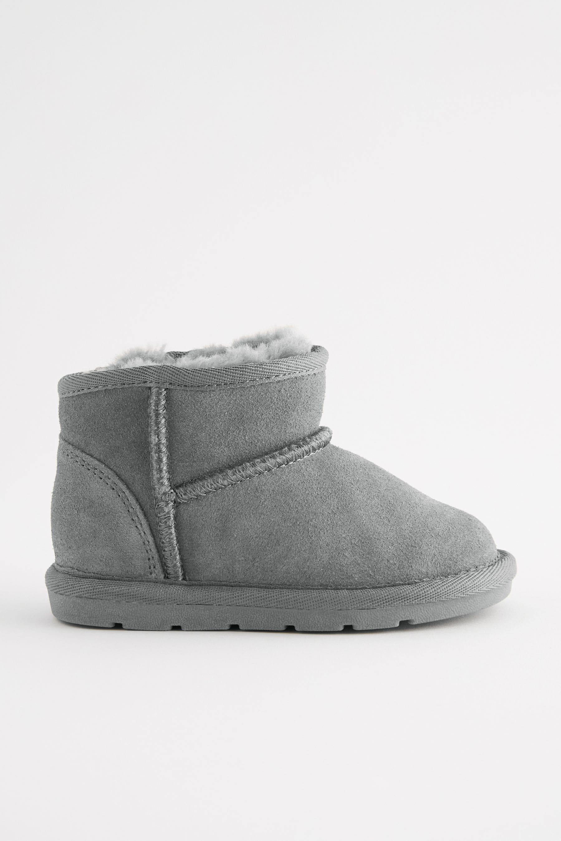 Grey Mini Suede Pull On Boots