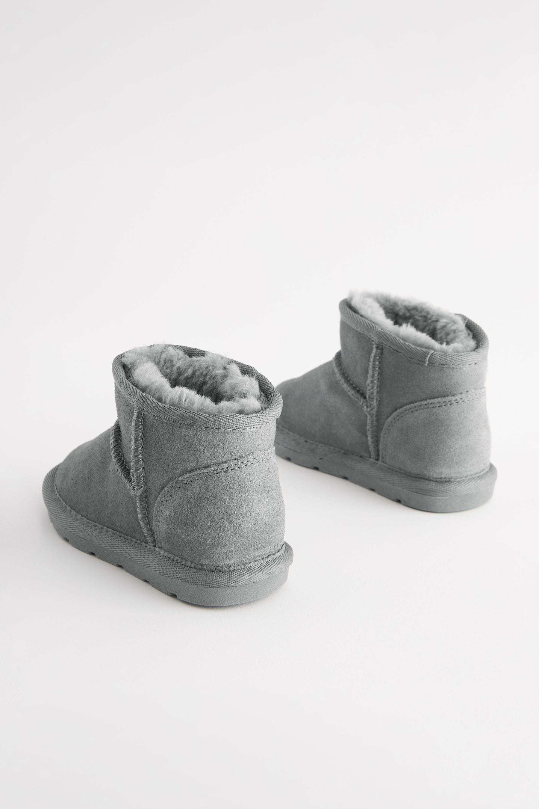 Grey Mini Suede Pull On Boots